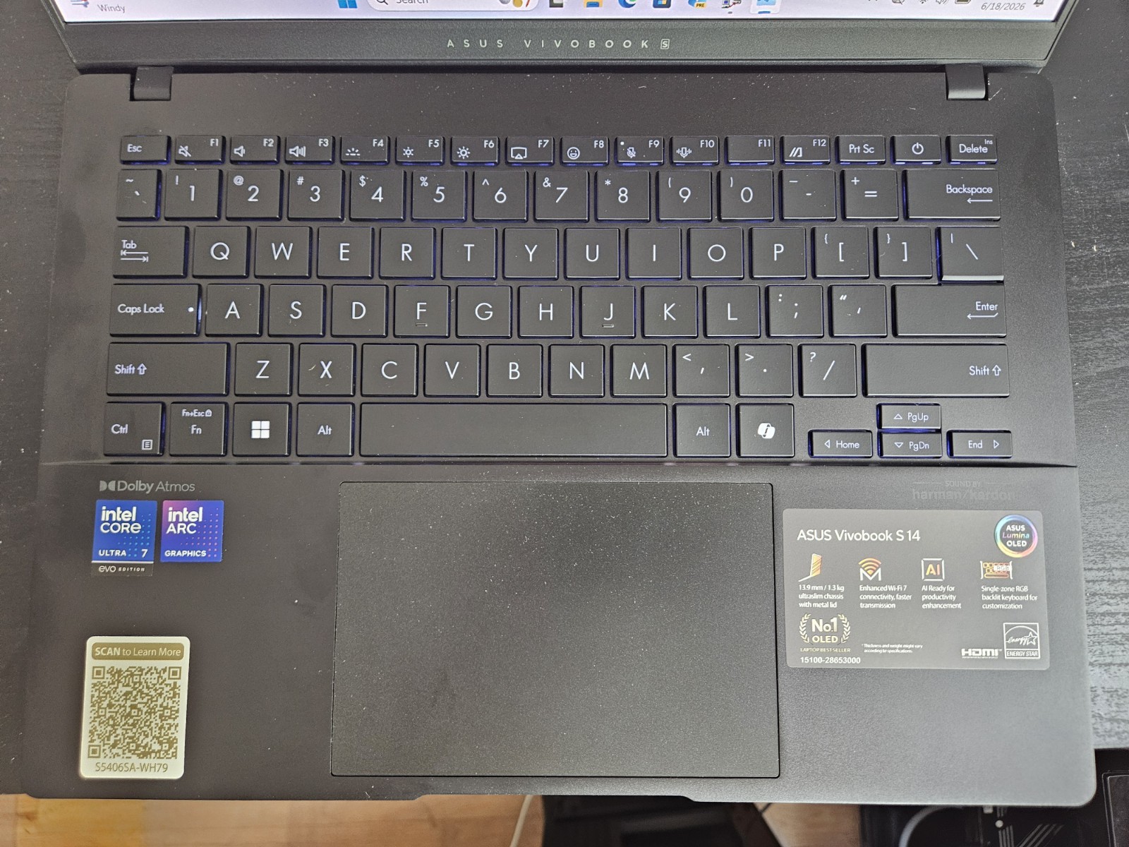 ASUS S5406SA-WH79 Vivobook S 14 14″ WUXGA Ultra 7 258V 2.2GHz Intel Arc Graphics