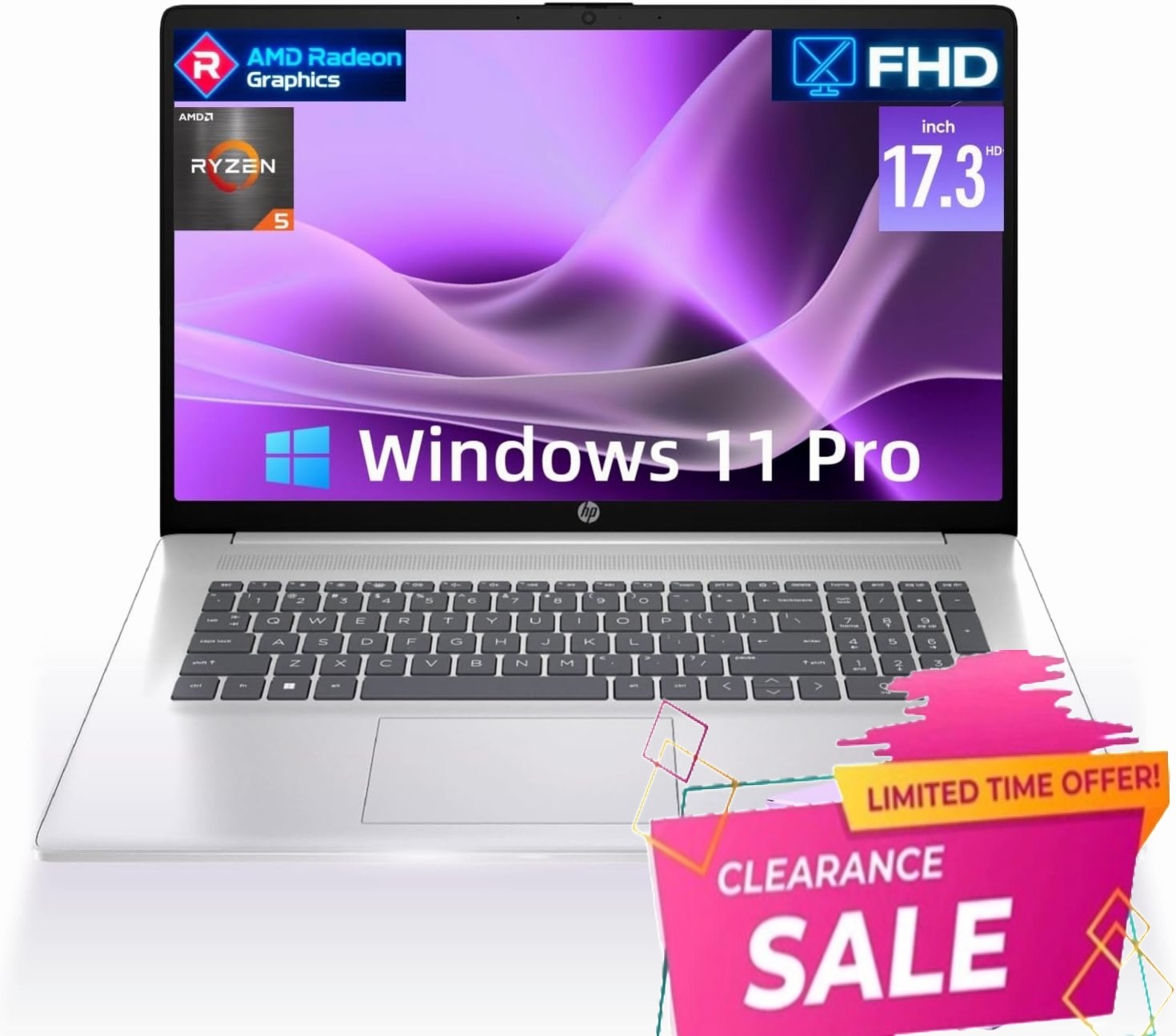 HP 17.3″ Laptop computer Win11Pro 2.7 GHz~4.3 GHz Ryzen 5-7430U 8GB 512GB SSD