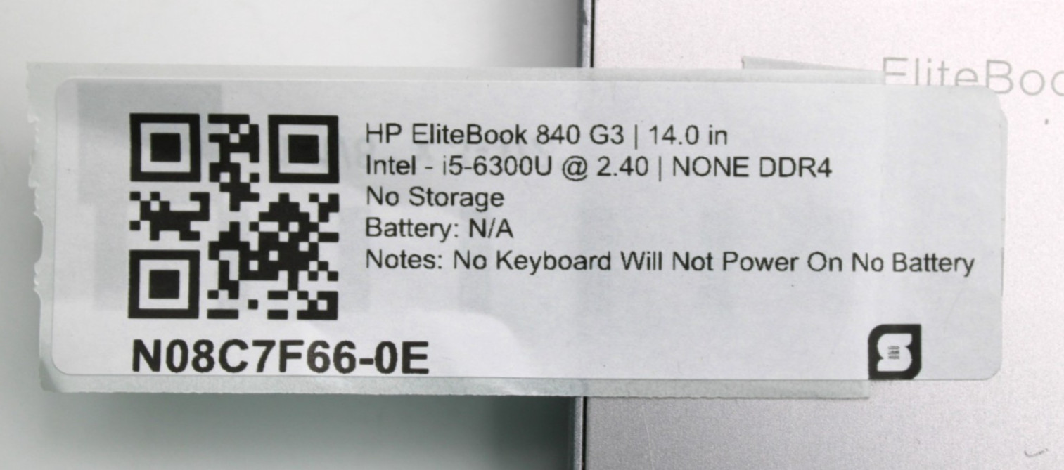 HP EliteBook 840 G3 i5-6300U@2.4GHz NO RAM STORAGE OR OS *PARTS/REPAIR*