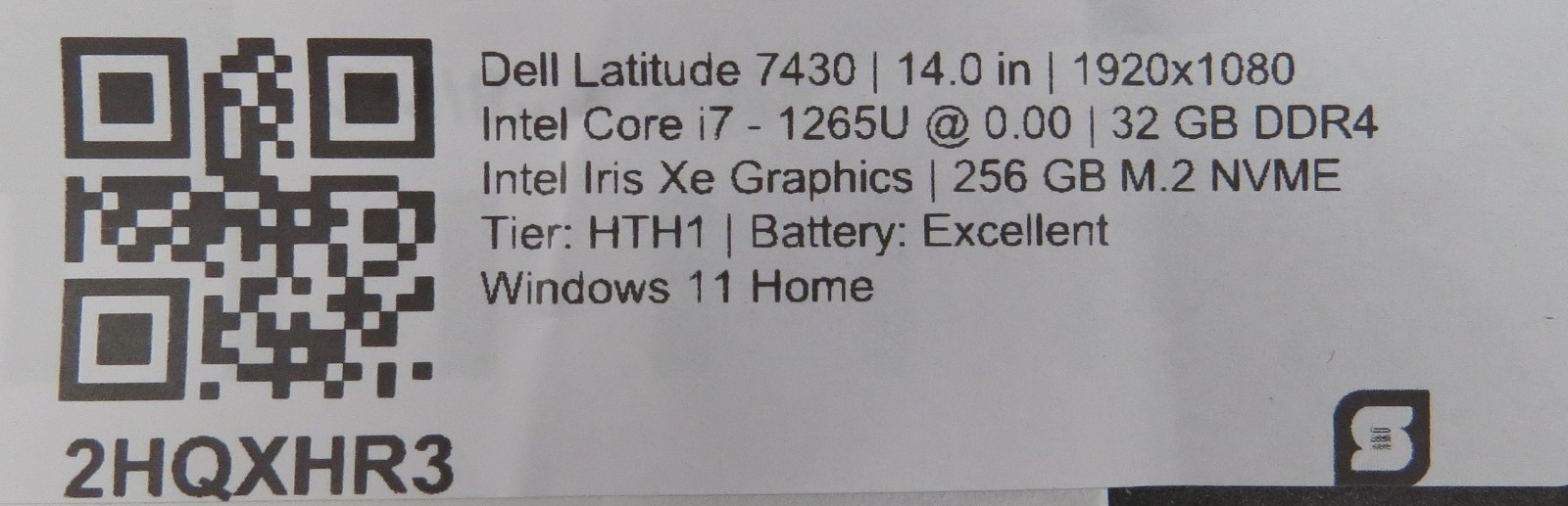 Dell Latitude 7430 touch i7-1265U @ 2.6GHz 32GB DDR4 256GB NVME Win11 Home