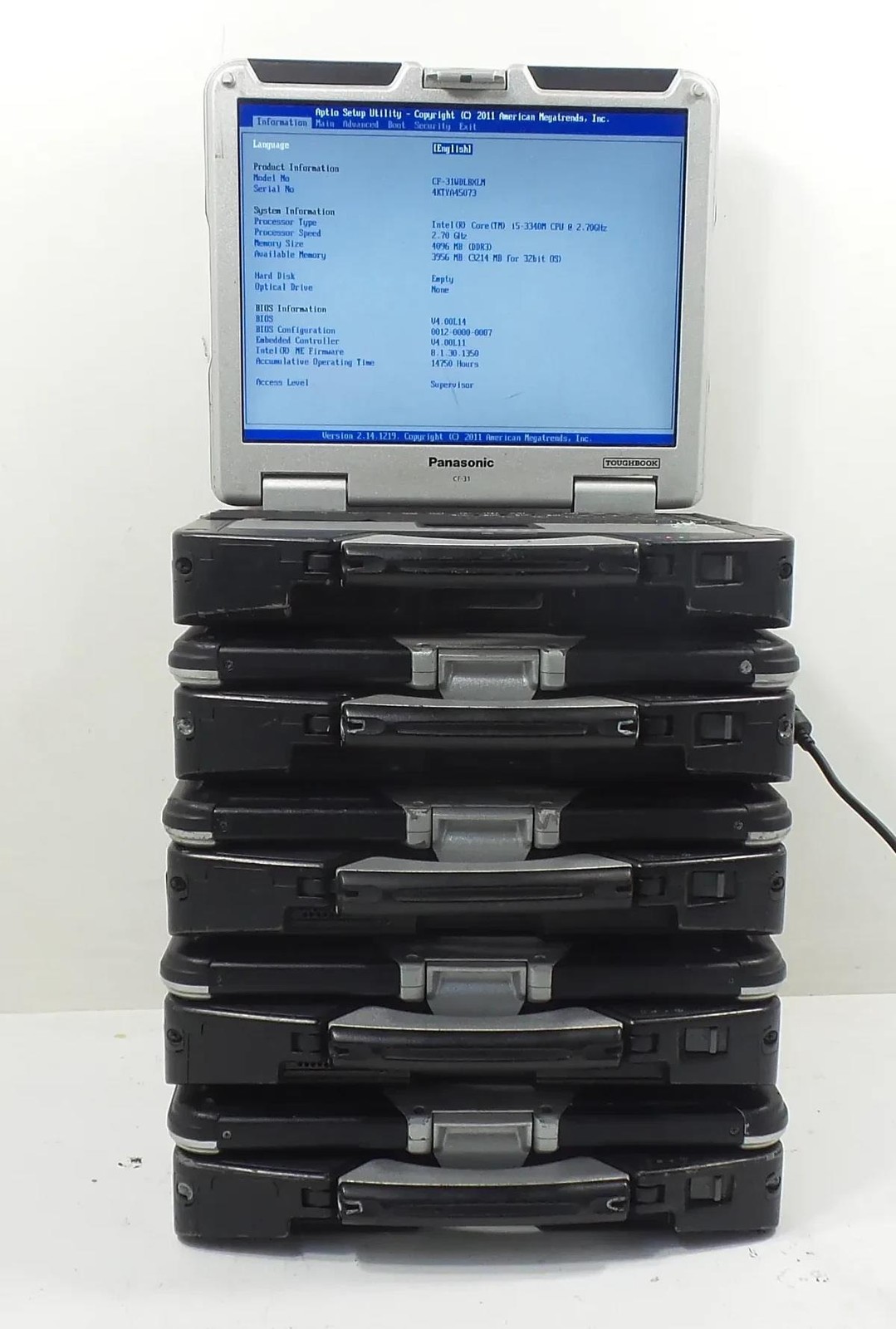 Lot of 5 Panasonic Toughbook CF-31 Core i5-3340M 2.7GHz 4GB – No HDD