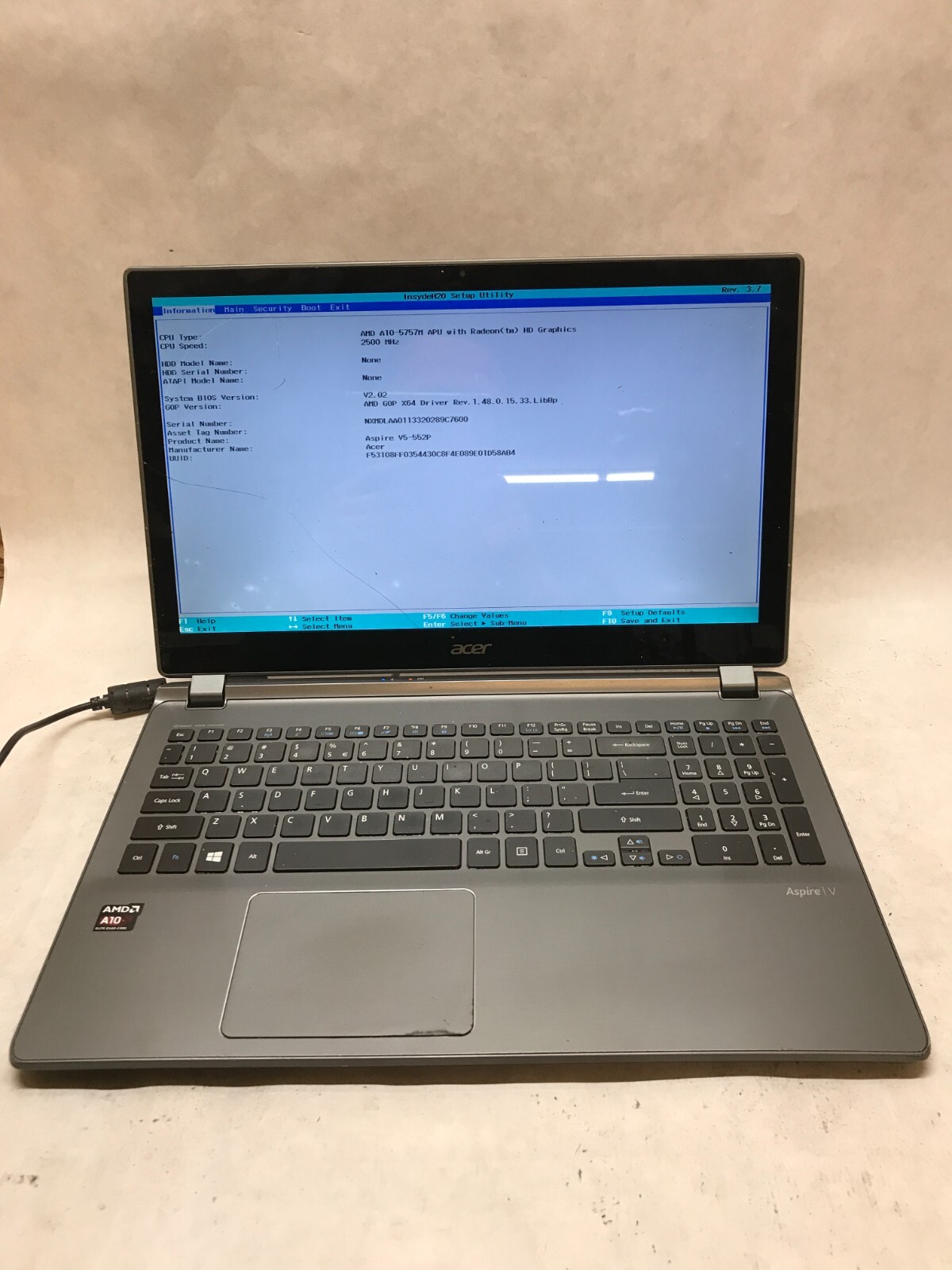 Acer Aspire V5-552P 15″ Laptop AMD A10-5757M 2.5GHz 6GB RAM NO HDD/OS Cracked DW