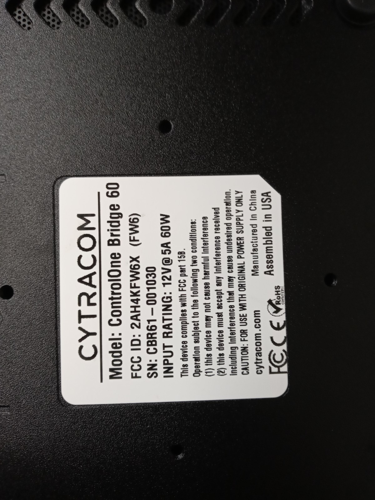 CYTRACOM CONTROLONE BRIDGE 60 i5-8250U 1.6ghz 8gb 320GB SSd NO OS NO ADAPTER