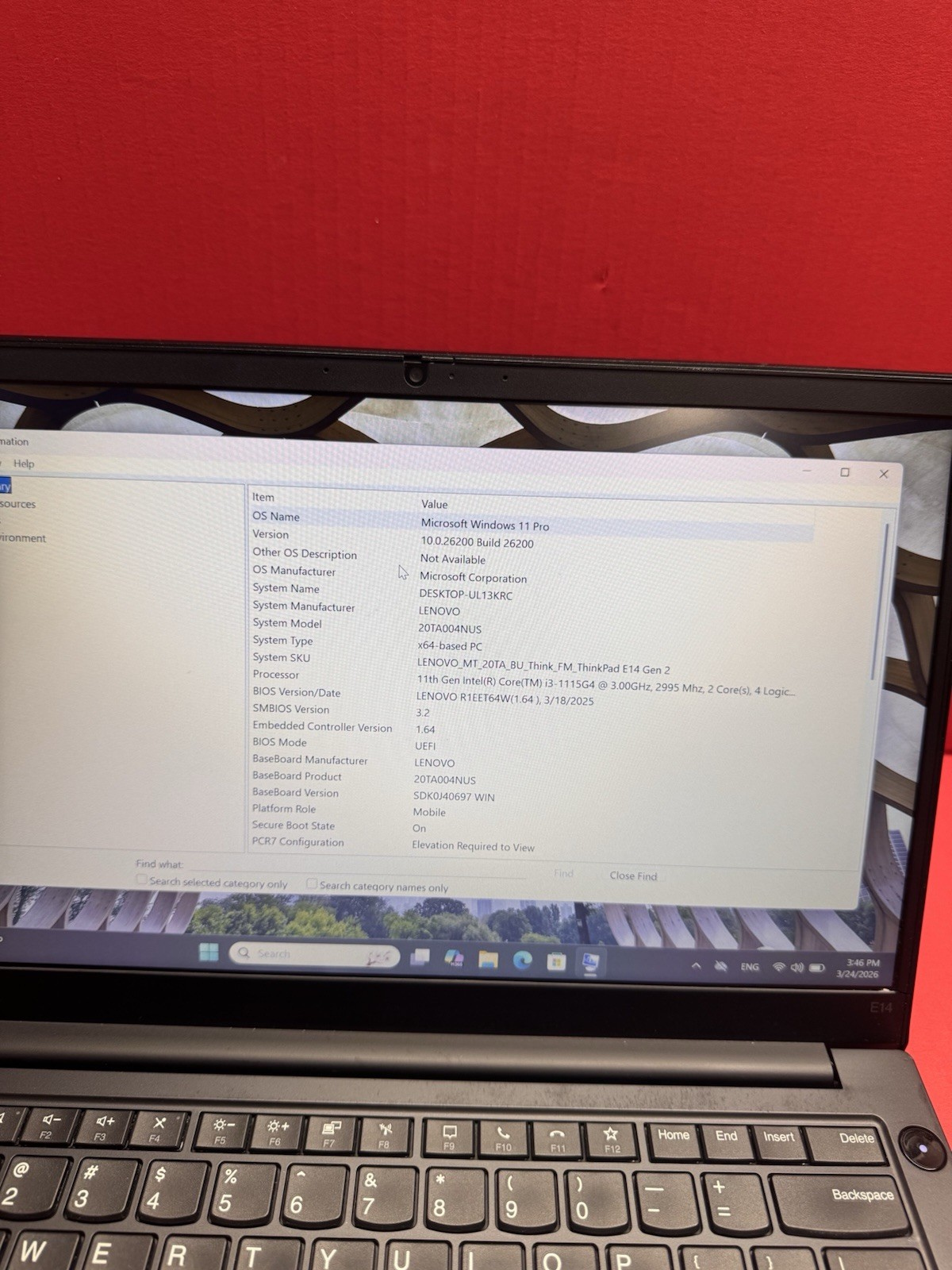 Lenovo Thinkpad E14 11th i3-1115G4-3.0GHz-8GB DDR4 256GB Windows Pro