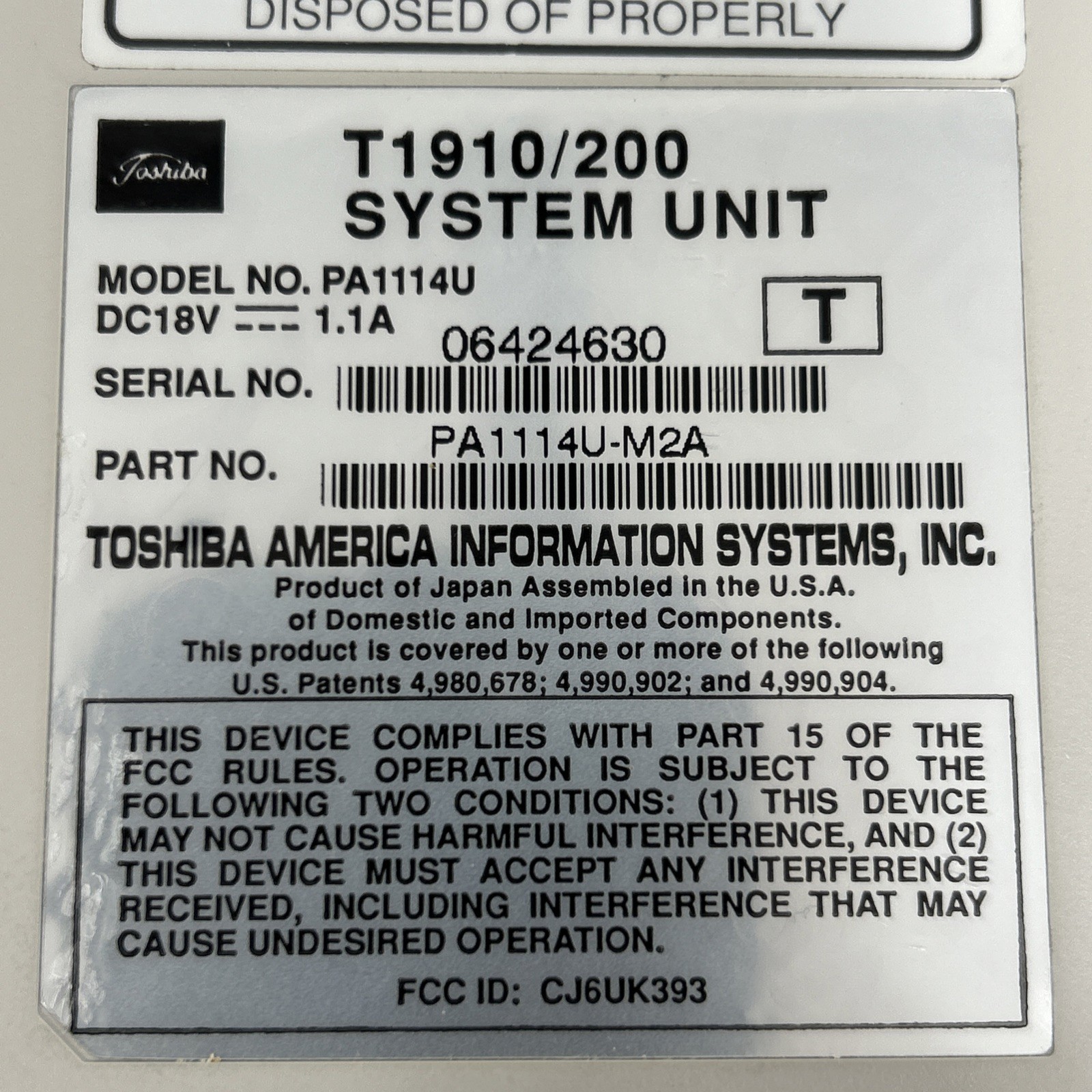 Toshiba Satellite T1910/200 Laptop Computer Vintage Boot to Windows 3.11 and Dos
