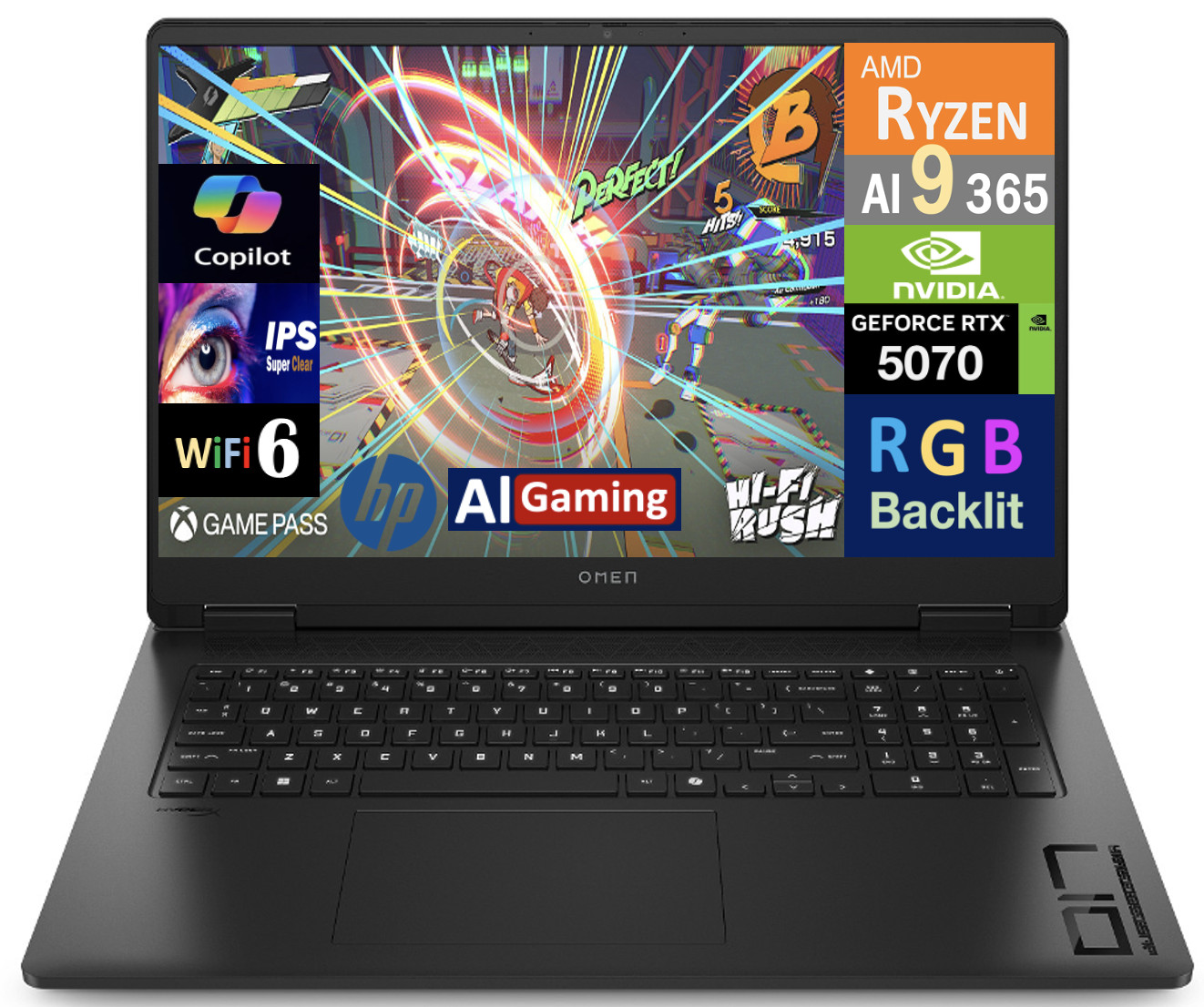 HP OMEN 17.3″ 2560×1440 Ryzen AI 9 365 64GB RAM 1TB SSD RTX 5070 Windows 11 Pro