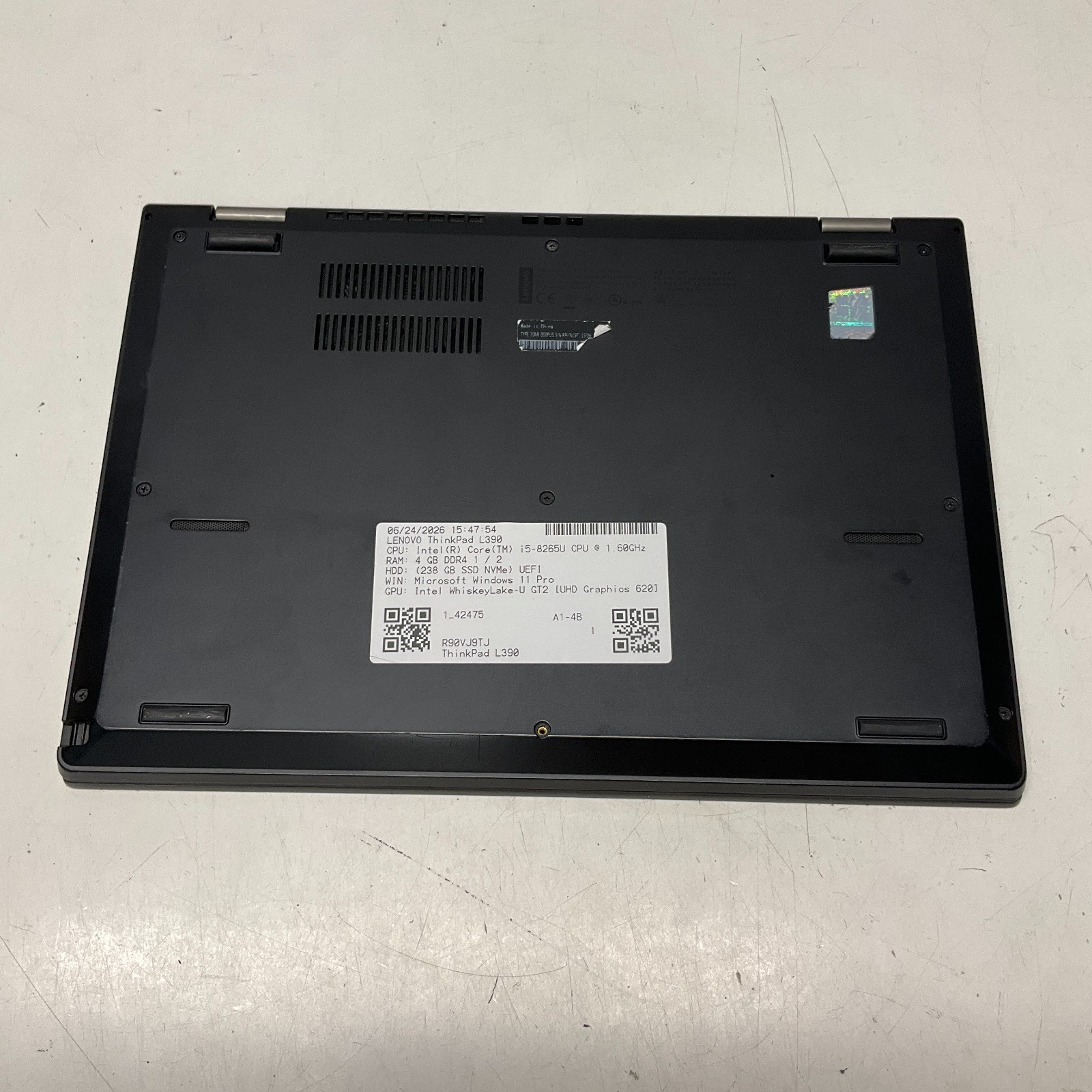 Lenovo ThinkPad L390 Intel Core i5-8265U 1.6GHz 4GB RAM 256GB SSD Win 11 Pro
