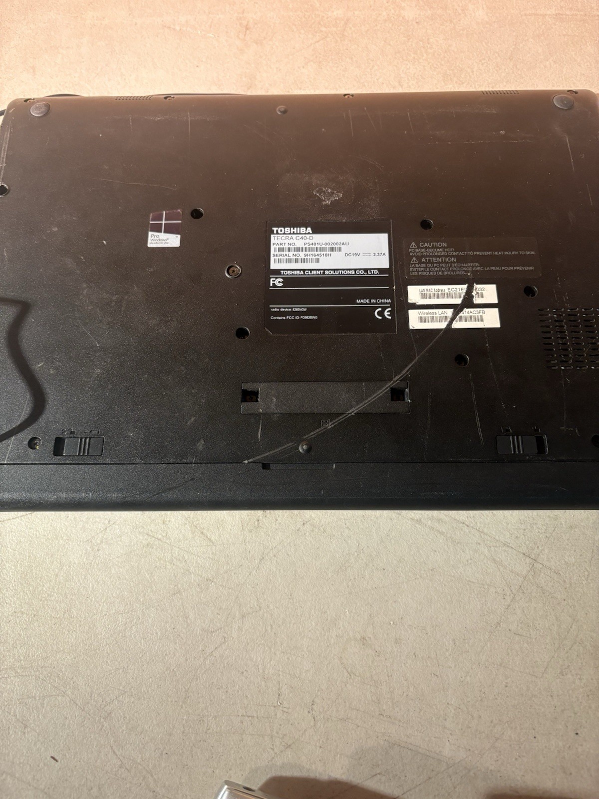 Toshiba Tecra C40-D Intel Celeron 4gb 128gb Win 10 Pro
