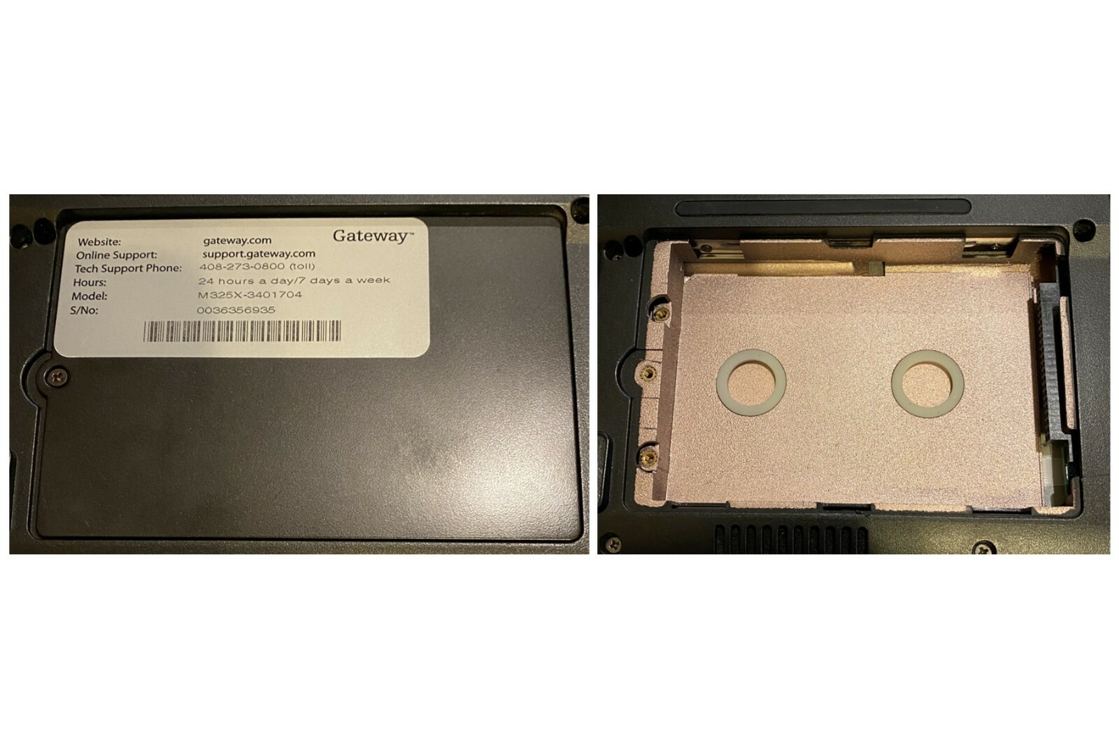 Gateway M-Series, M325X Laptop, 1GB RAM, No HDD or Power Adapter, For Repair