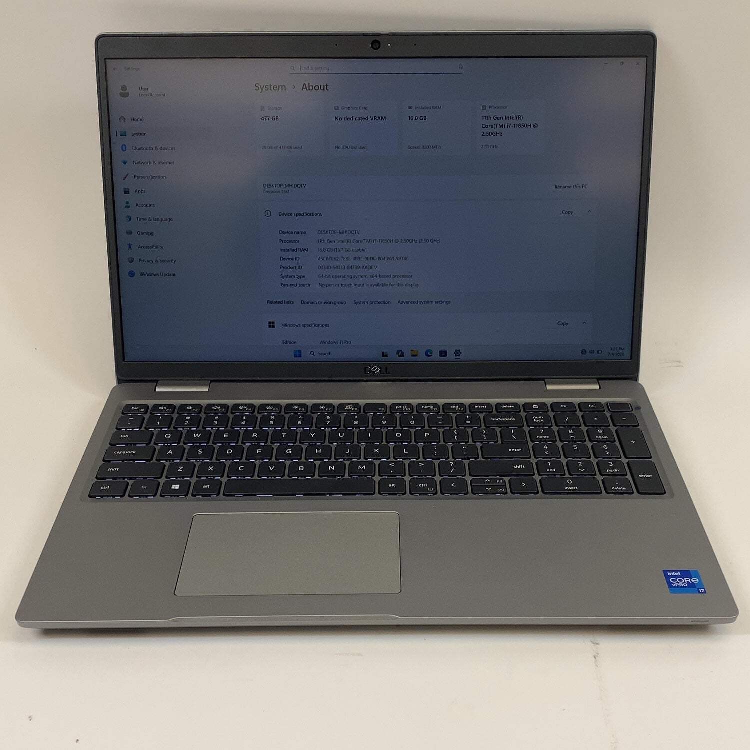Dell Precision 3561 15.6″ i7-11850H 2.5GHz 16GB RAM 500GB SSD