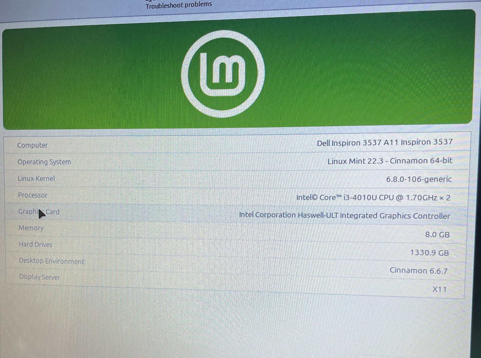 DELL INSPIRON 15-3537 Laptop 15″ i3 256gb+1tb Linux Mint 22.3-extras-15
