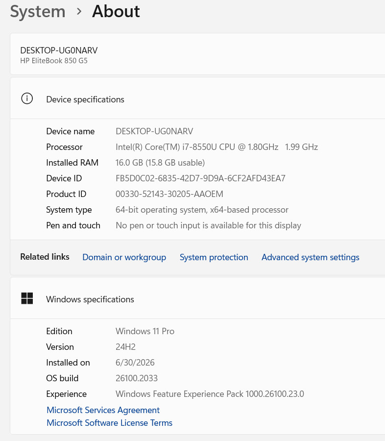 HP EliteBook 850 G5 – Intel Core i7 / Premium 15.6″ Business Laptop – Good Cond