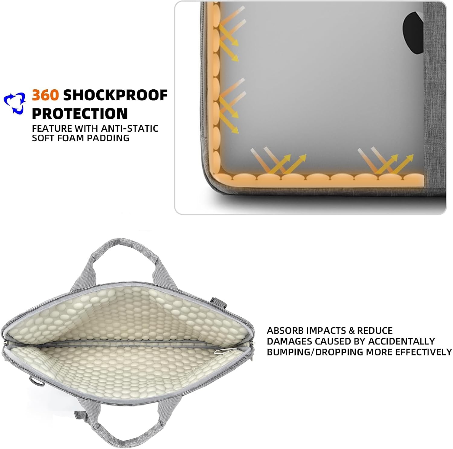Slim 17.3 inch Grey Laptop Sleeve Case with Shoulder Strap for Acer Asus HP Leno