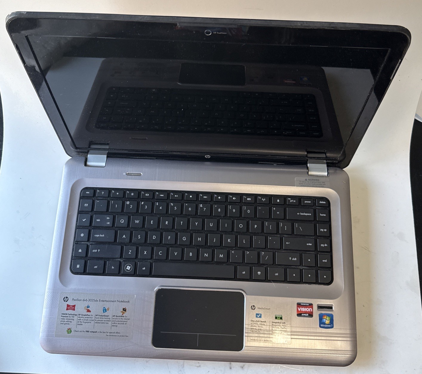 HP Pavilion DV6 laptop for parts Or Repair – No power Cord Unable To Test