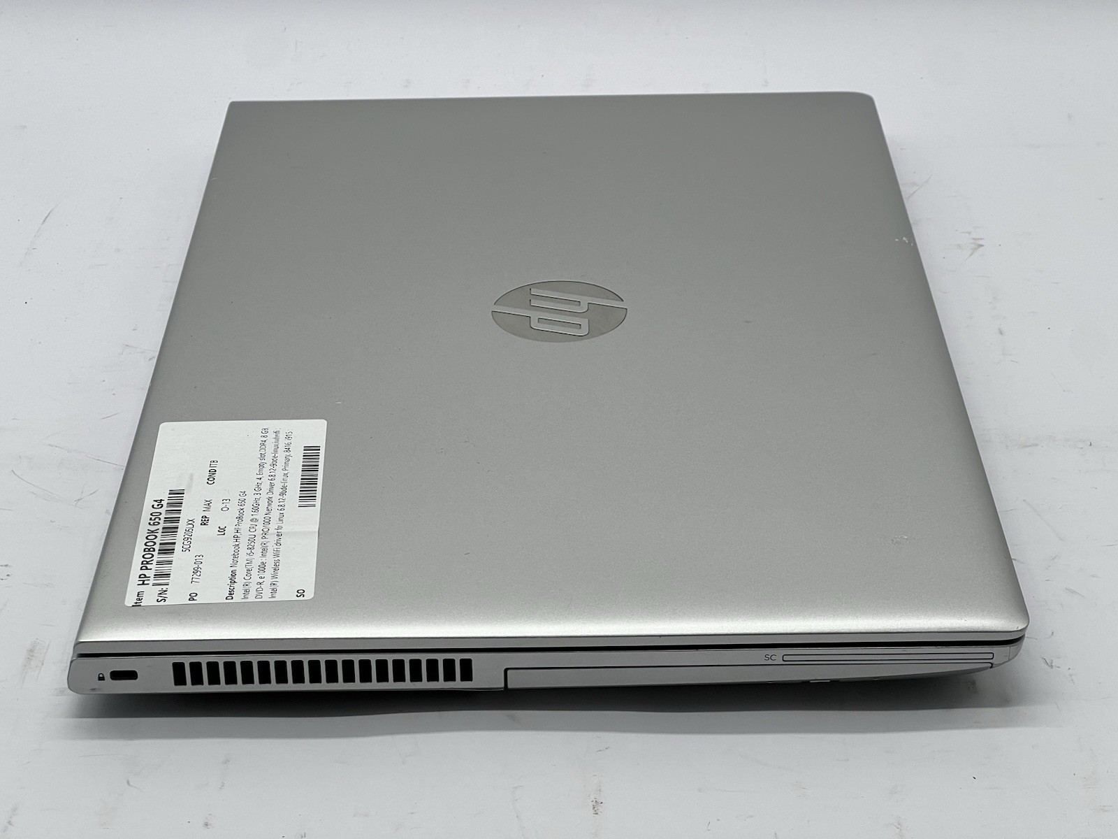 HP ProBook 650 G4, i5-8250U CPU, @ 1.60GHz, 8GB RAM-No HDD/OS/Charger