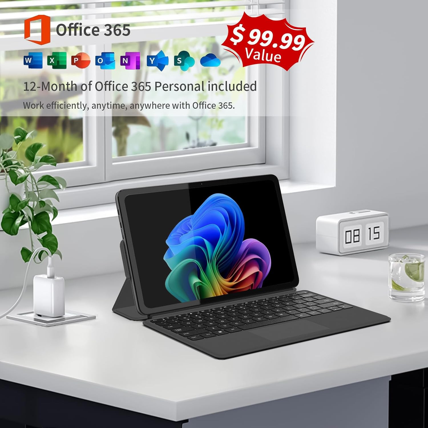 2-In-1 Laptop Tablet with Windows 11, 1 Year Office 365 Included & Magnetic Keyb