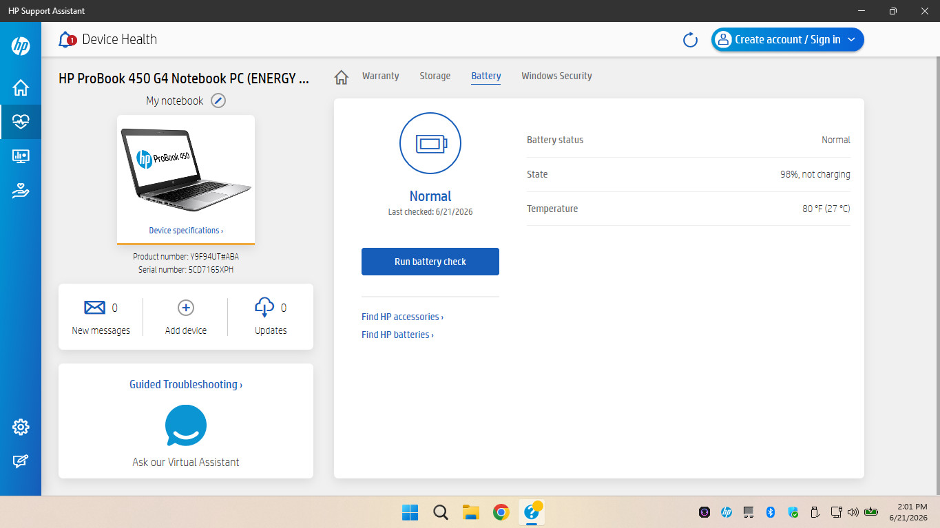 HP PROBOOK 450 G4,15.6IN, i5-7200U,8GB RAM, 500GB SSD, WIN11 PRO – Y9F94UT