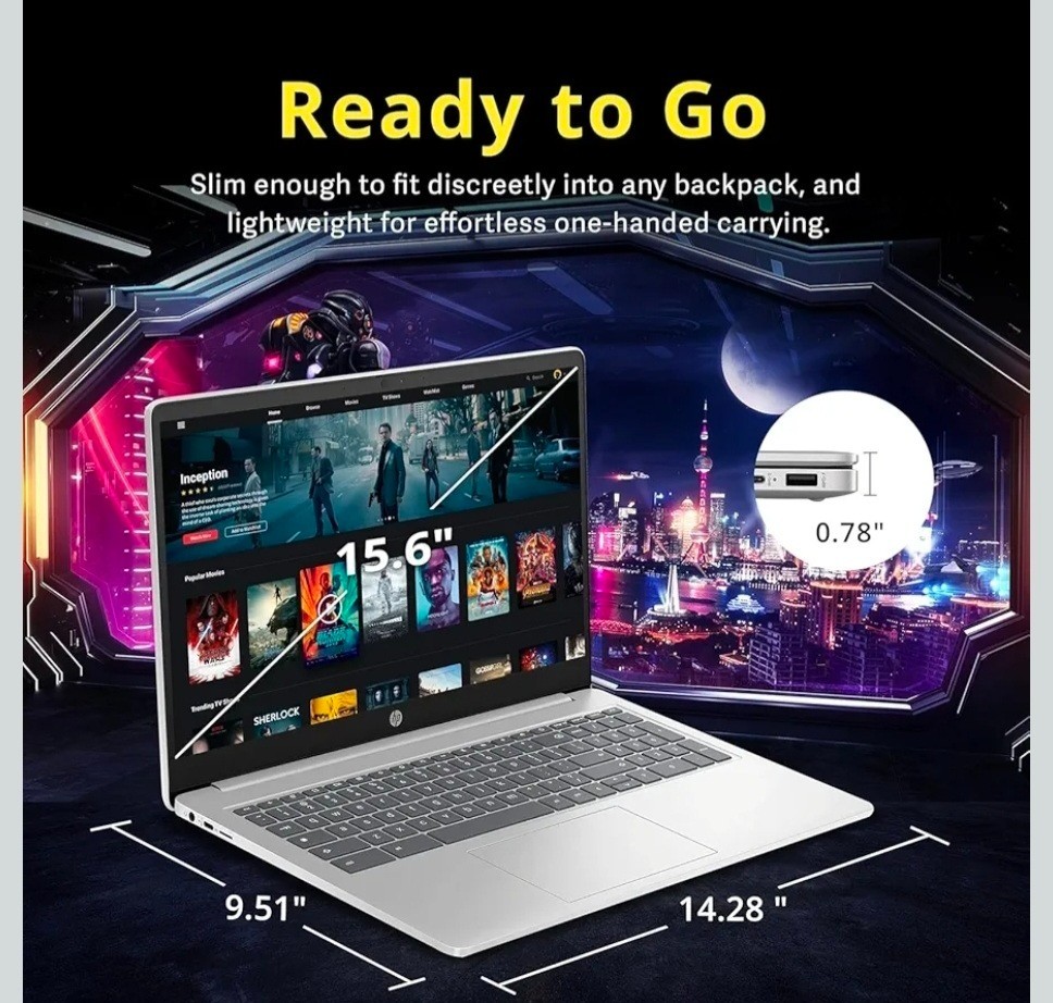 HP Chromebook 15.6 15a-nb0013dx Intel N200 8GB 64GB + 256GB card Natural Silver