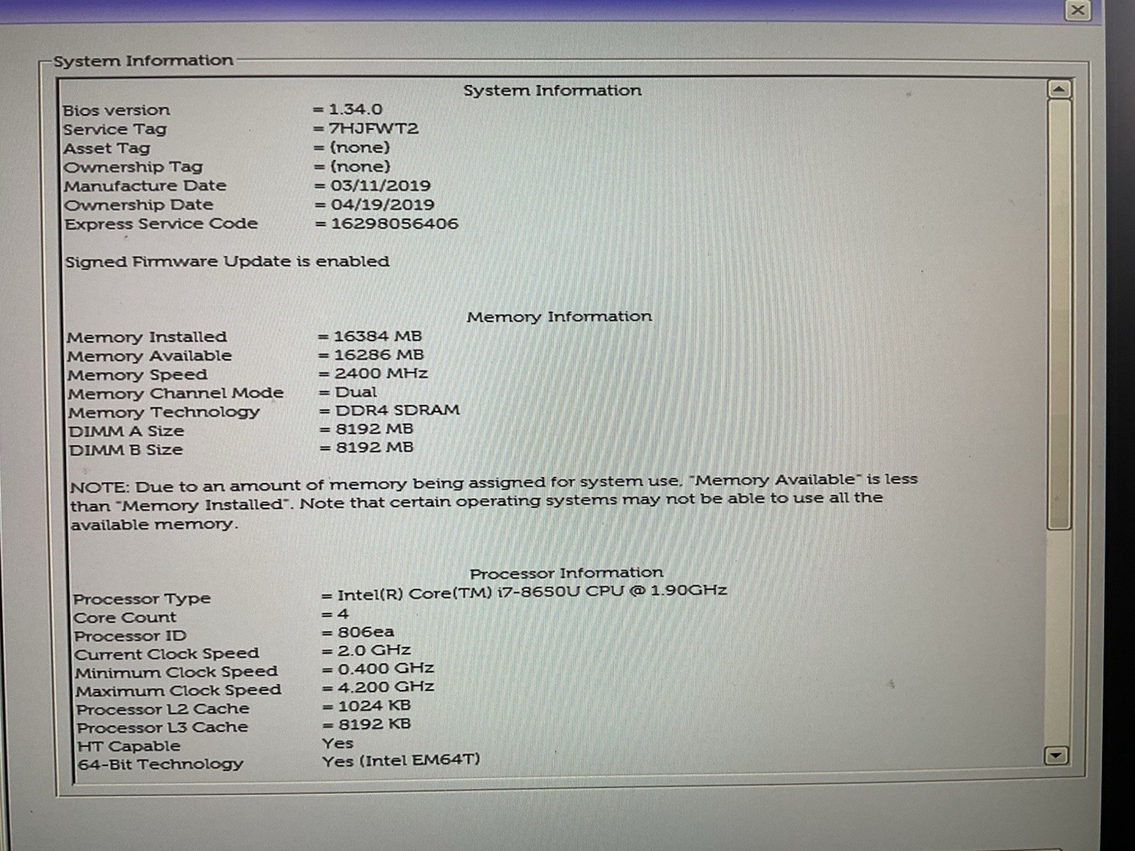 Dell Latitude 7490 i7-8650u UHD Graphics 620 16GB (No Hard Drive)