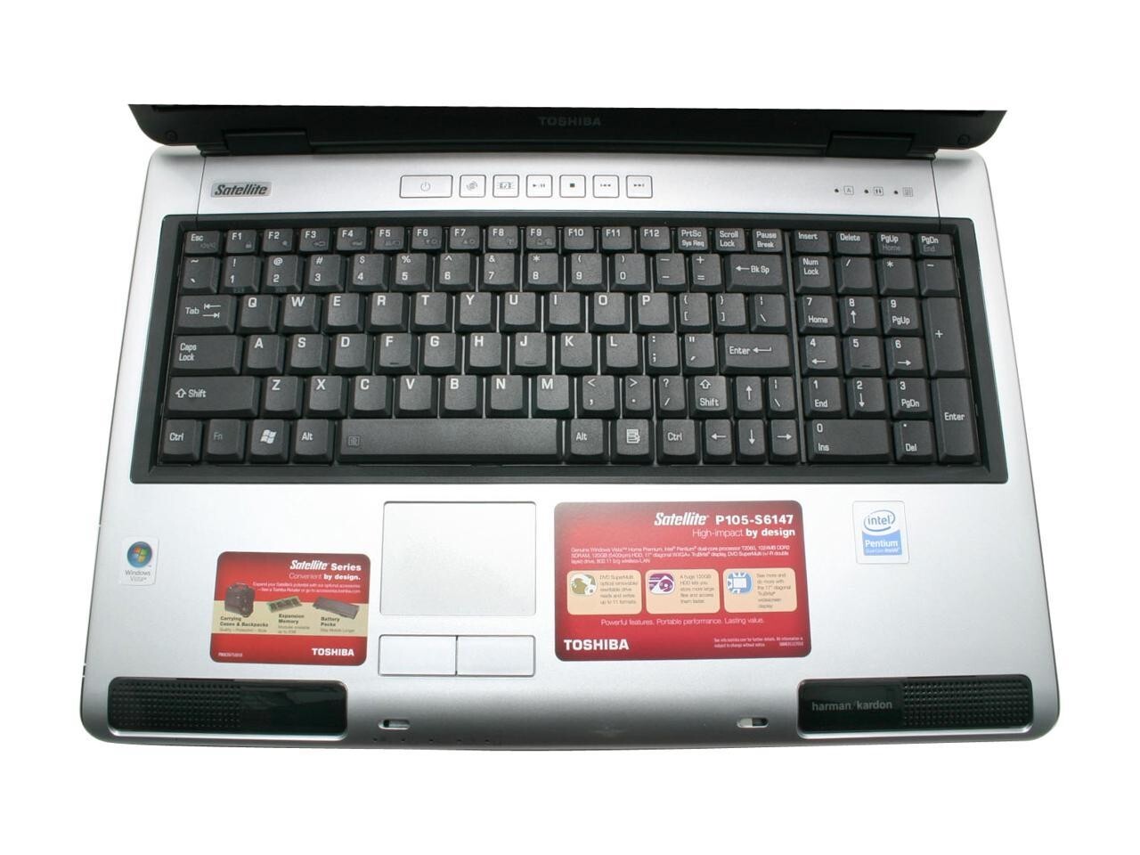 TOSHIBA Laptop Satellite 17″ P105-S6147 Intel Pentium dual-core T2060 120GB HDD 