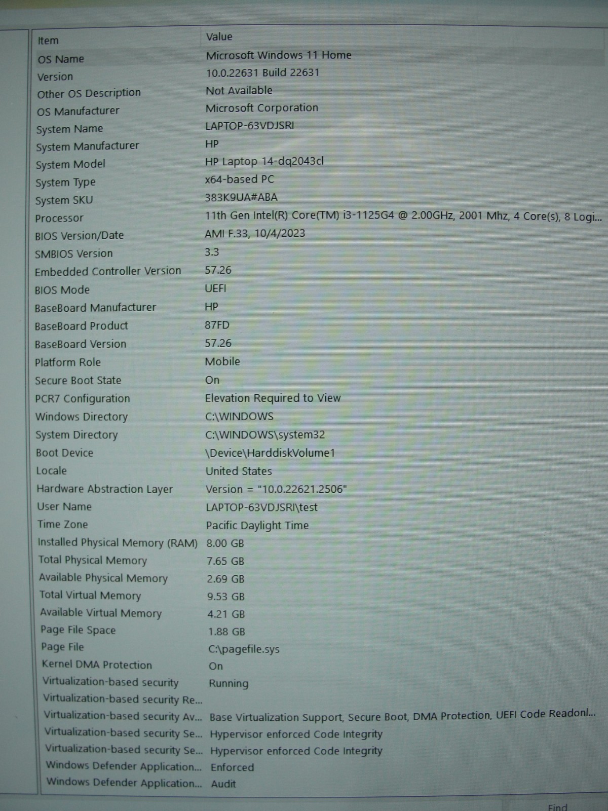 HP 14-DQ2043CL 14″ 256GB SSD, Intel Core i3-1125G4, 2.0 GHz, 8gb RAM w/ AC Adapt