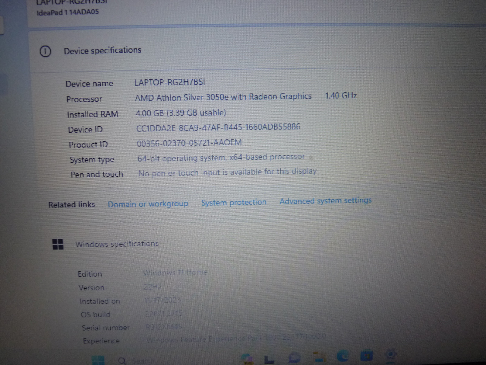 Lenovo Idea Pad 114ADA05 Laptop