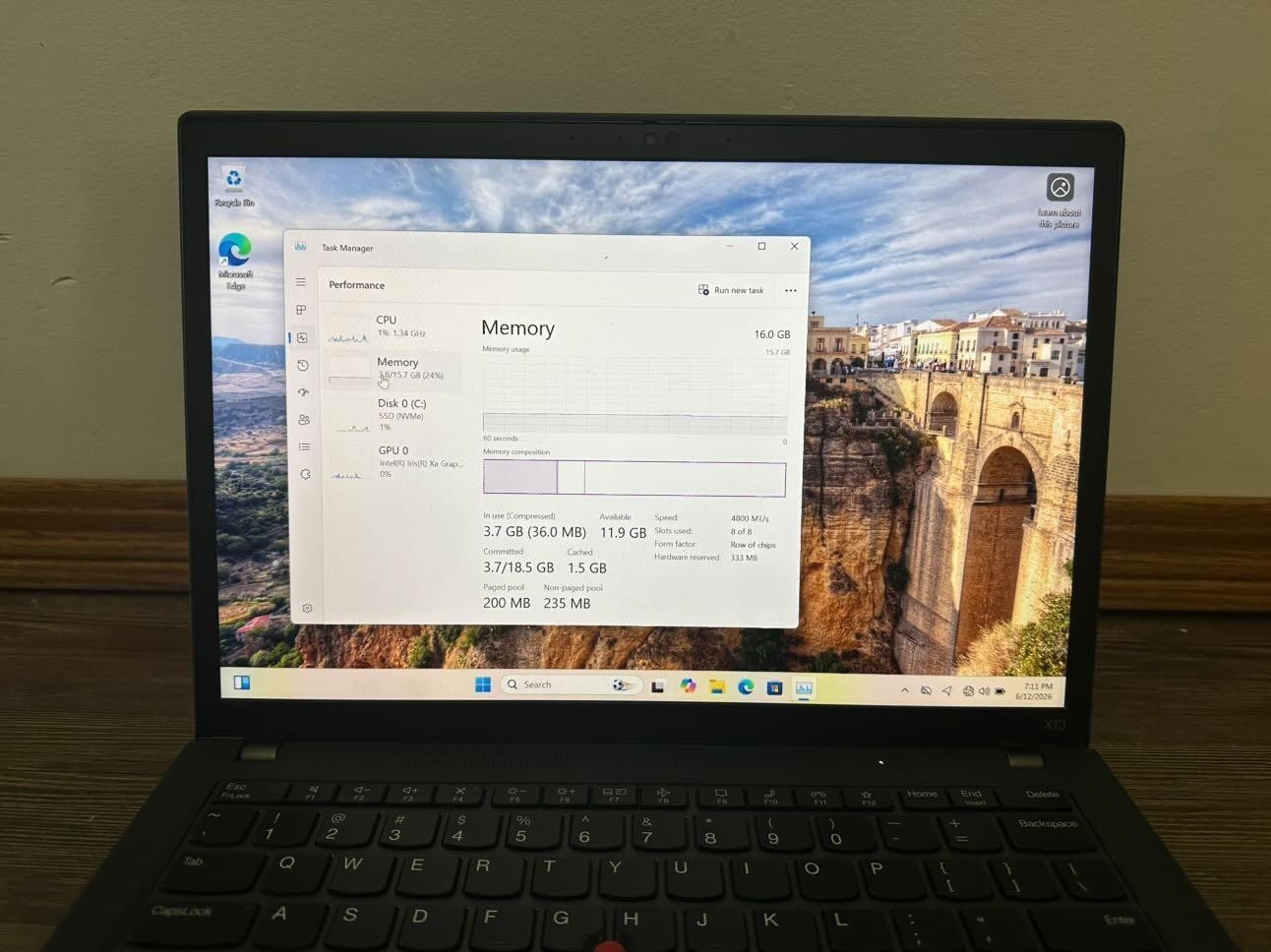 X13 Gen 3 i5-1245U 256GB SSD 16GB RAM Win11Pro WITH CHARGER