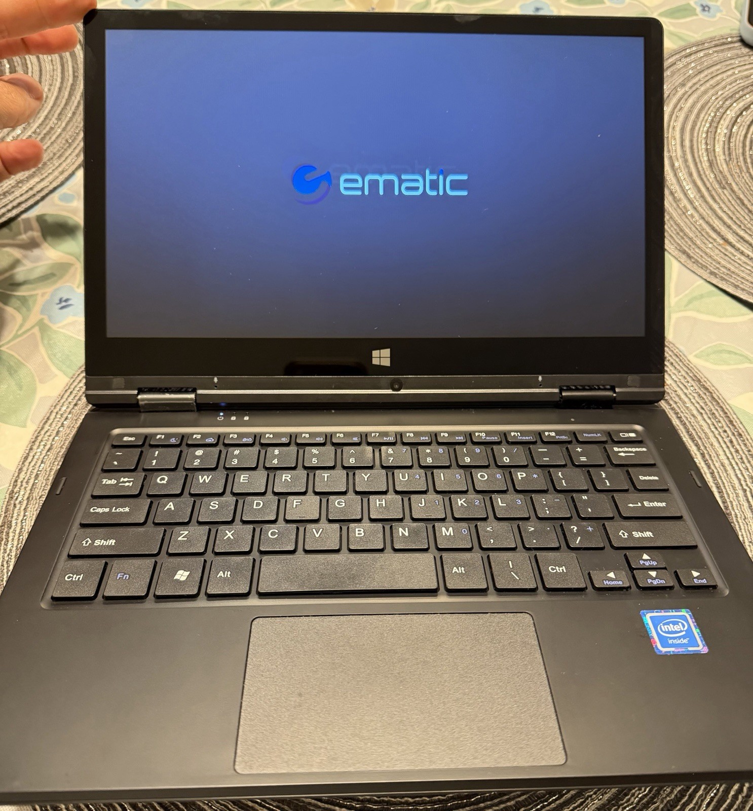 Ematic 11.6” Laptop Touchscreen Windows10 Intel Atom EWT118CB NS 64GB Used