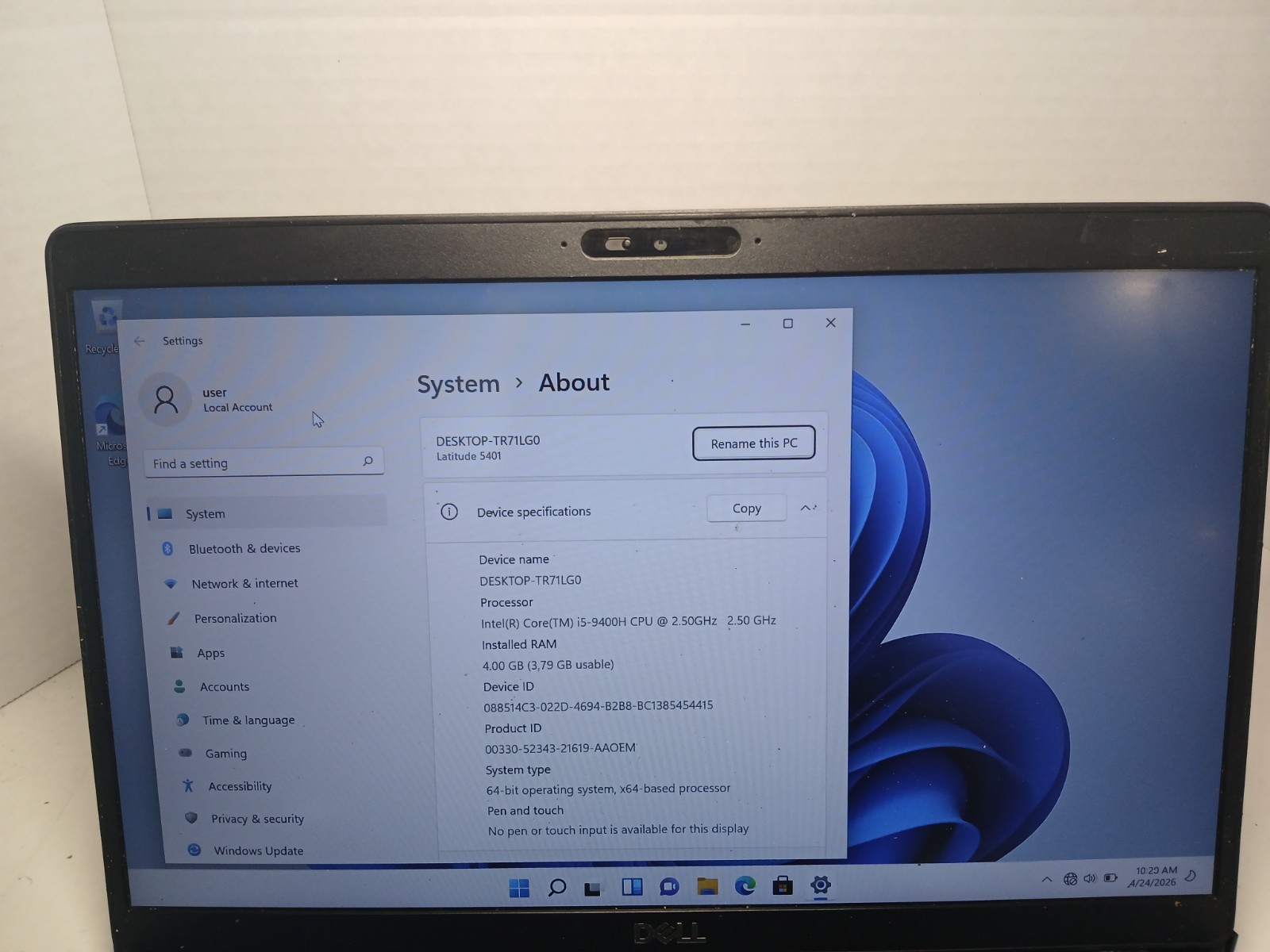 Dell Latitude 5401 Laptop i5-9400H 2.5GHz 4GB RAM 256GB SSD Win11 #97