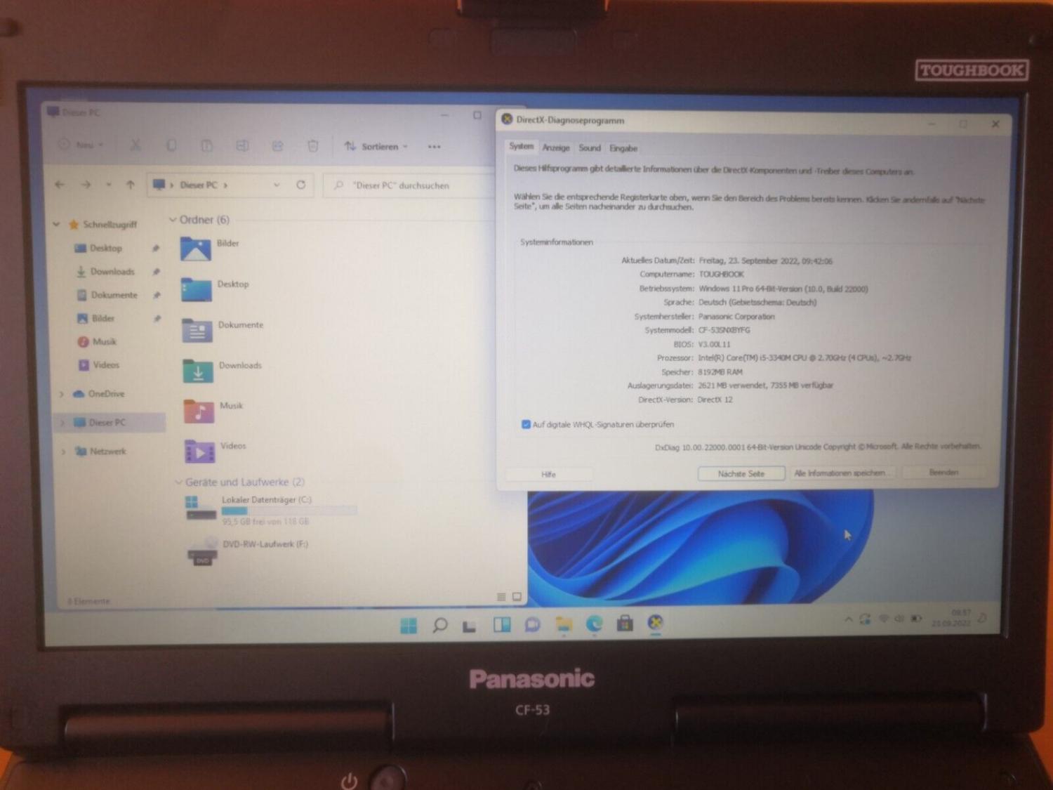 Panasonic Toughbook Laptop CF-53 i5-3340 2.70GHz 8GB No Caddy No SSD