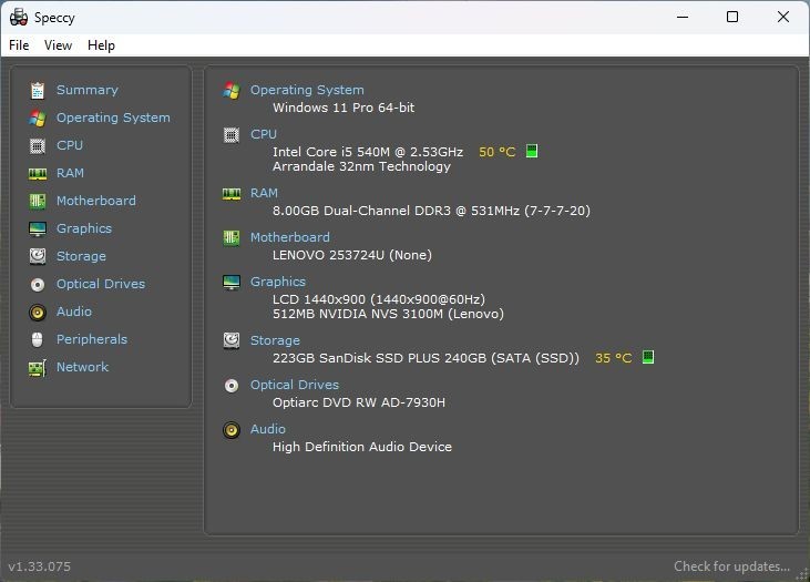 Lenovo ThinkPad T410 i5-540M NEW 240GB SSD 8GB RAM NVS 3100M 1440×900 Win11P A-