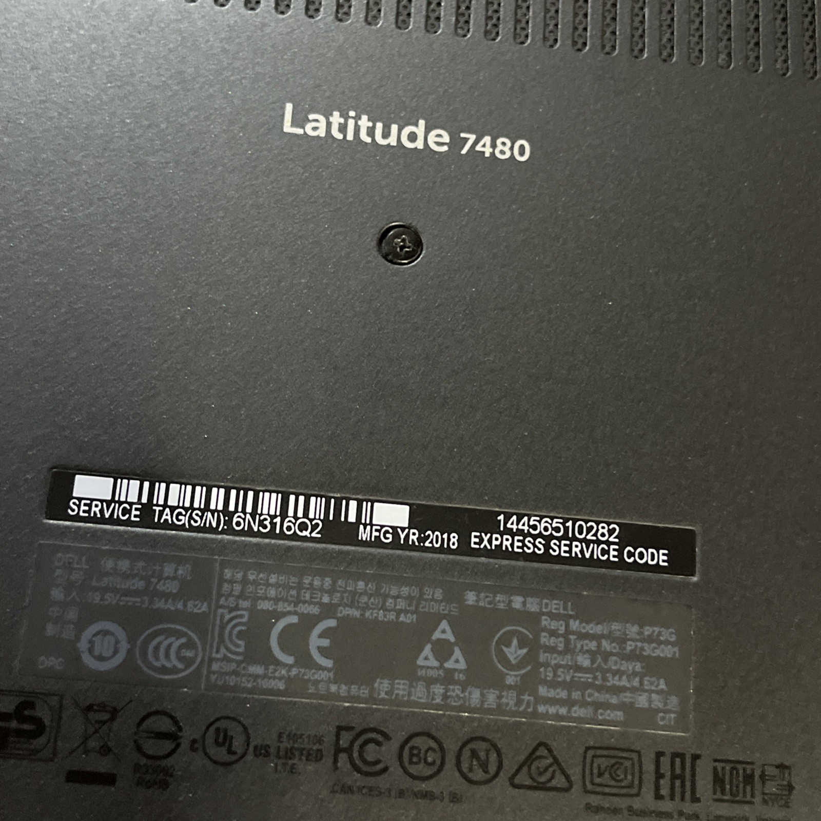 DELL LATITUDE 7480 INTEL CORE I7-7600U 8GB RAM NO HD ,