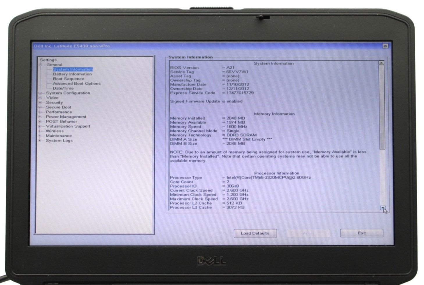 Dell Latitude E5430 i5-3320M@2.6GHz 4GB DDR3 NO STORAGE OR OS *USED/TESTED*