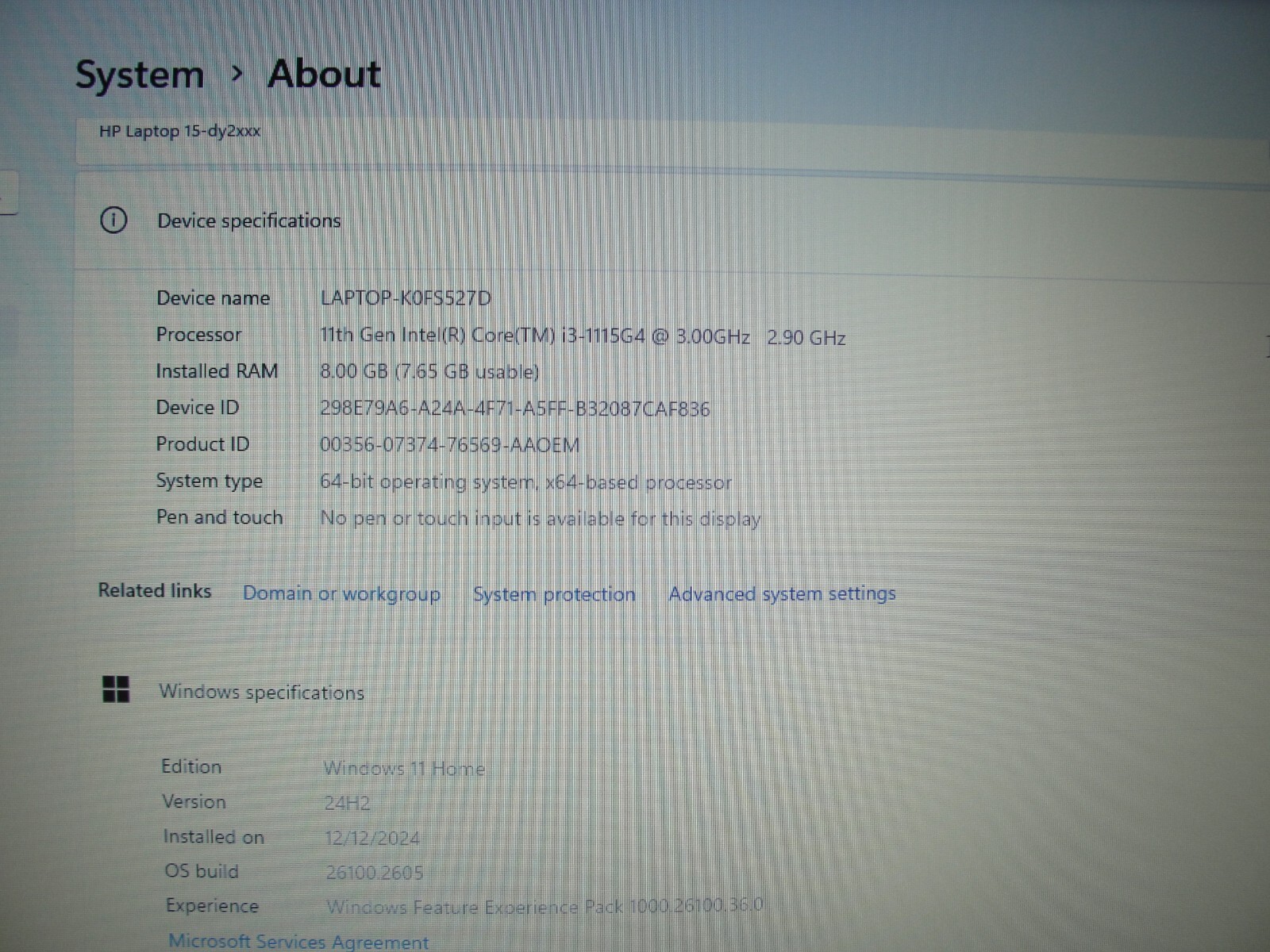 HP 15-by2792wm 15.6” HD Intel Core i3-1115G4 3.6GHz 8GB SSD Reset 256GB- Charger