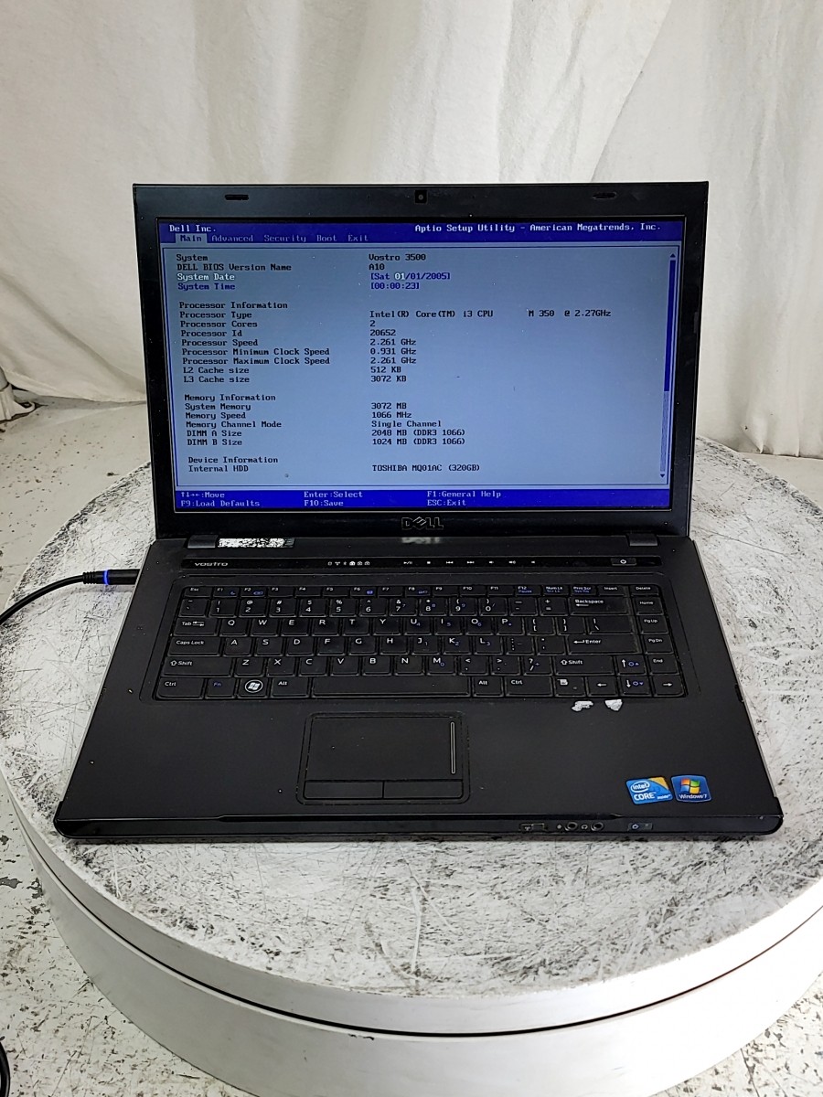 DELL VOSTRO 3500 PC Laptop INTEL CORE I3 M 350 3GB 320GB SEE NOTES