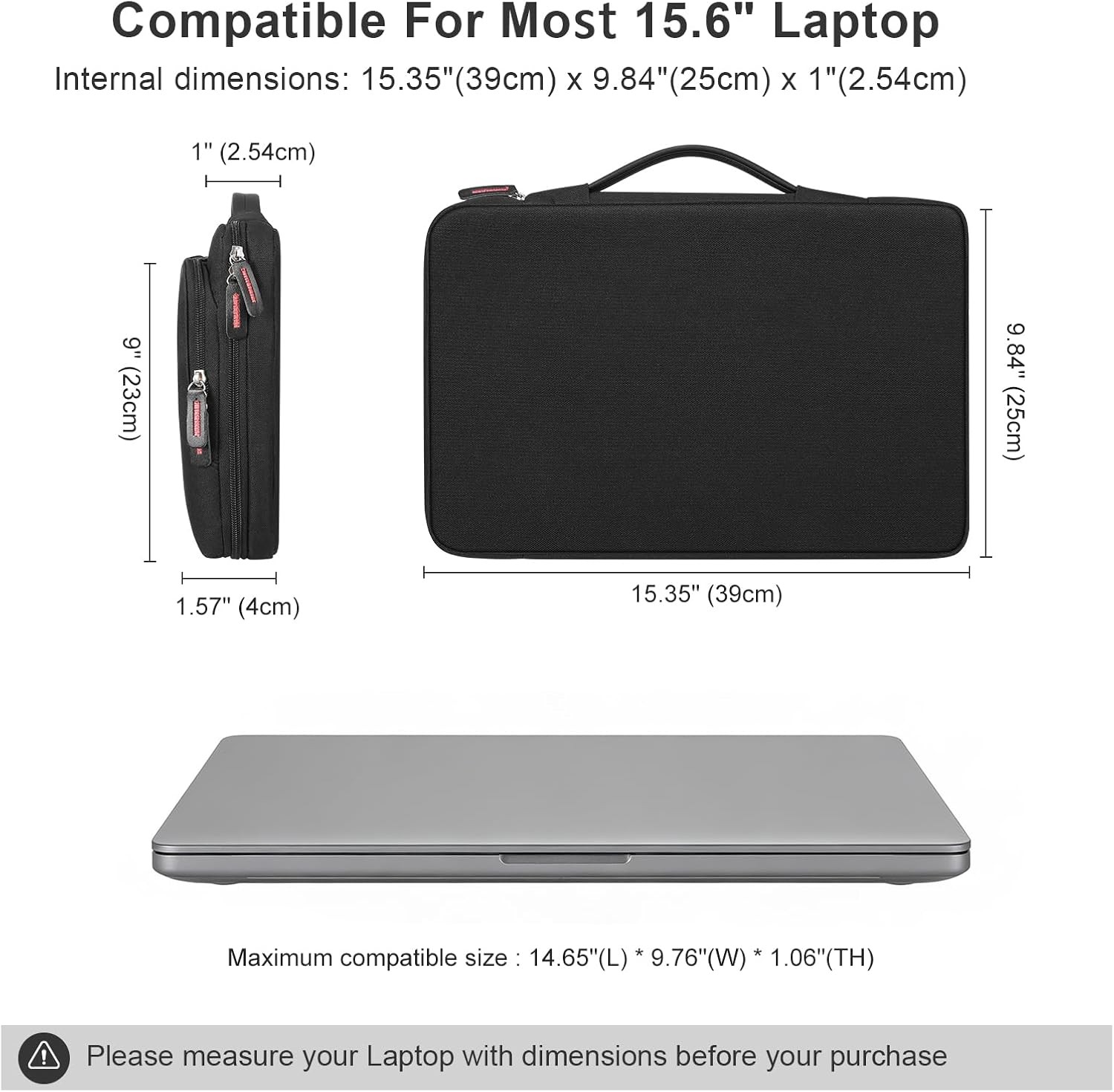 15.6 Inch Laptop Sleeve Case, Protective Carrying Cover for 15-15.6 inch Dell, a