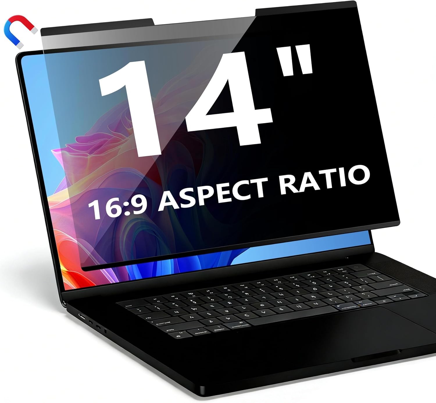 14 Inch 16:9 Magnetic Privacy Screen for Laptops, Removable Anti-Glare Filter Sh