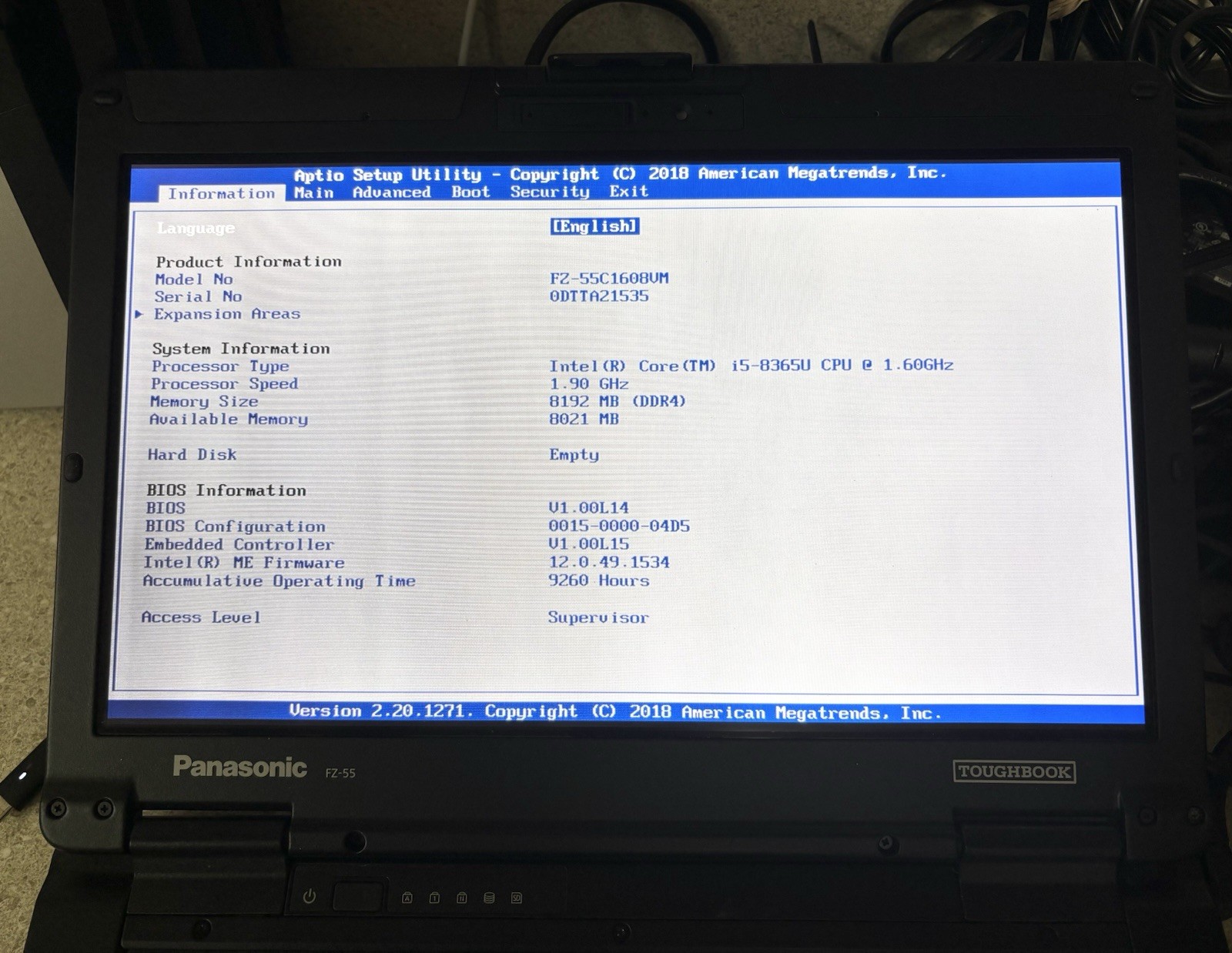 Panasonic Toughbook FZ-55 i5-8365U 1.6GHz 8GB Ram For Parts and Repair BD