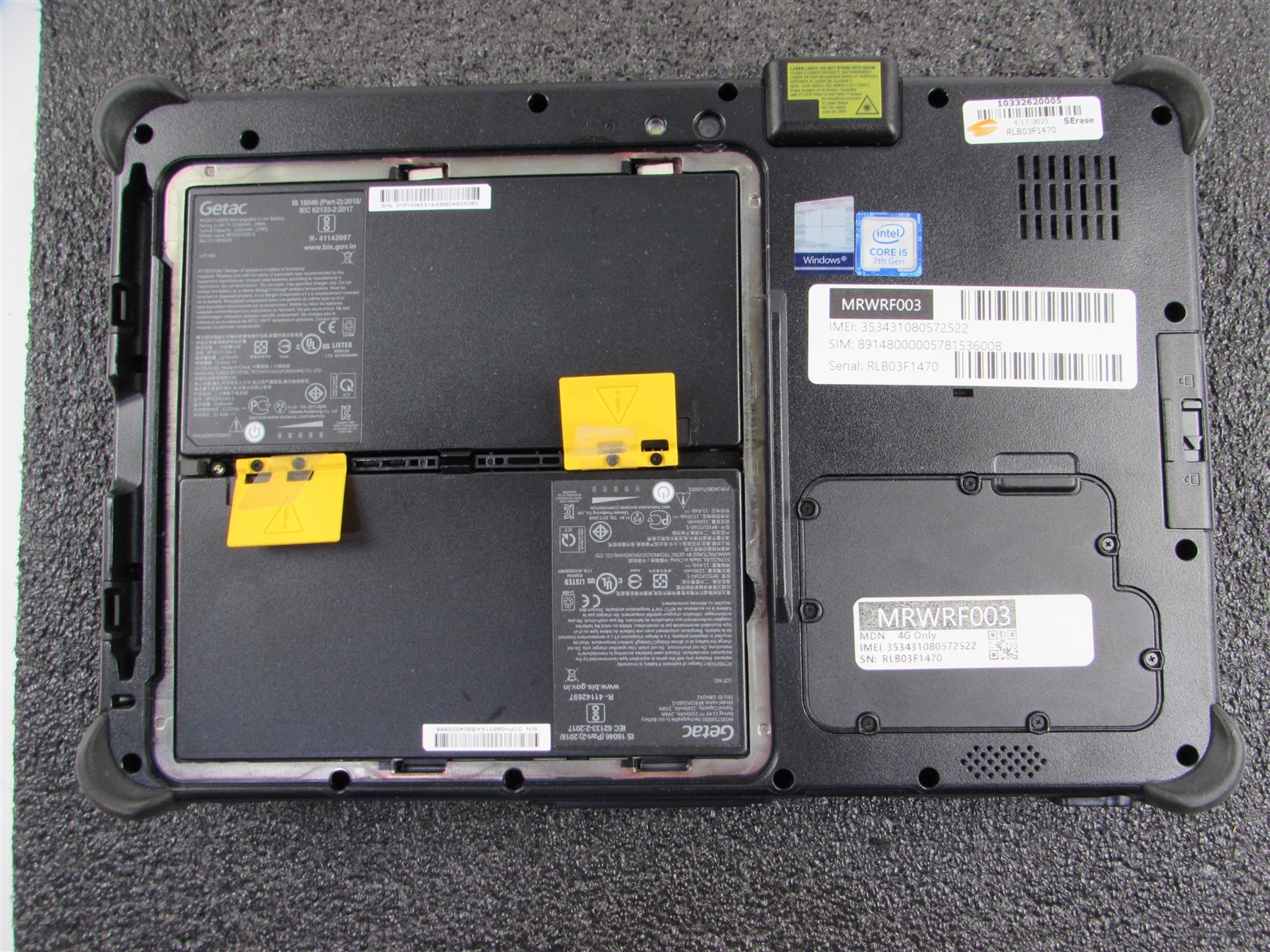 GETAC RUGGED TABLET F110 (G4) 1920X1080 FHD I5-7200U 128GB SSD 8GB RAM NO O.S