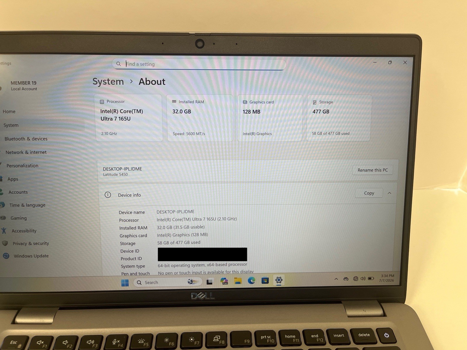 Dell Latitude 5450 14″ Intel Core Ultra 7 165U 32GB RAM 512GB SSD Laptop
