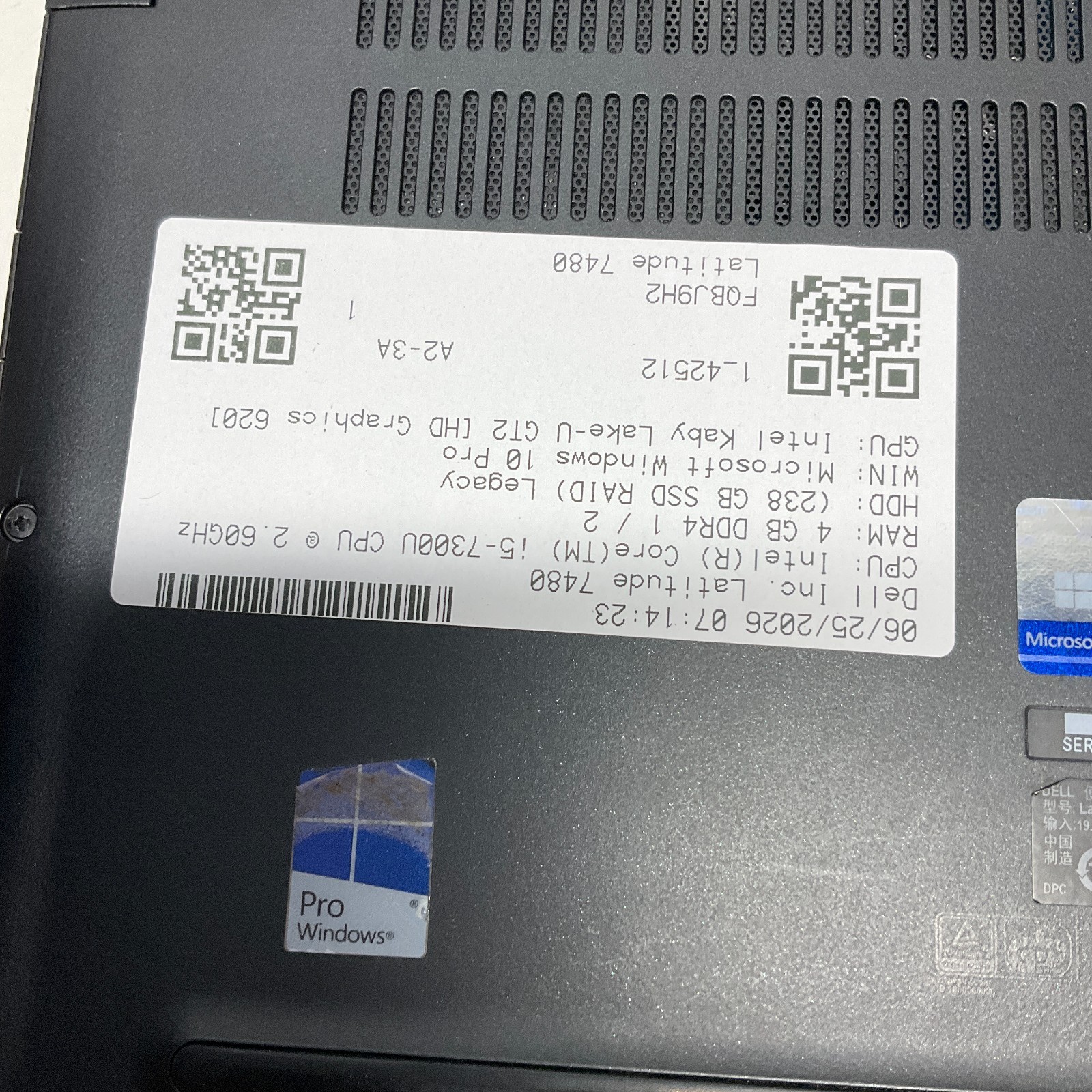 Dell Latitude 7480 14.0″ | Intel i5-7300U 2.6GHz | 4GB RAM 256GB SSD Win 10 Pro