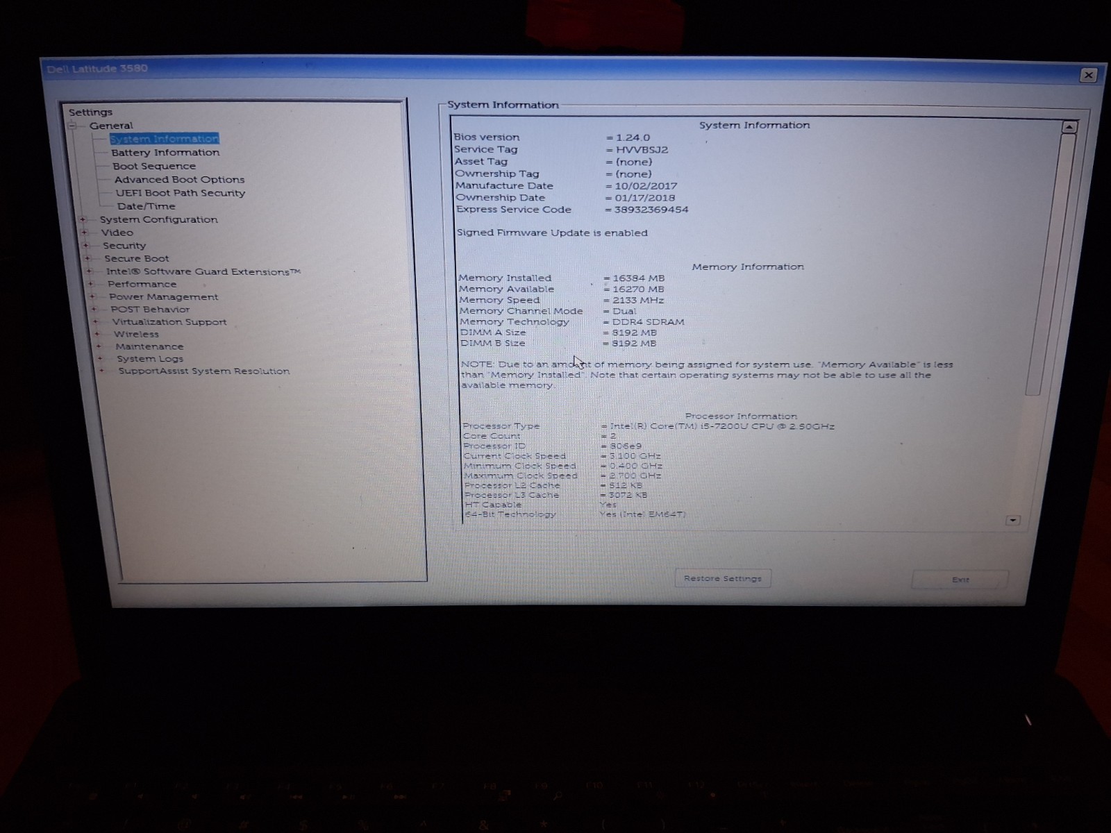 Dell Latitude 3580 i5-7300U 2.6GHz