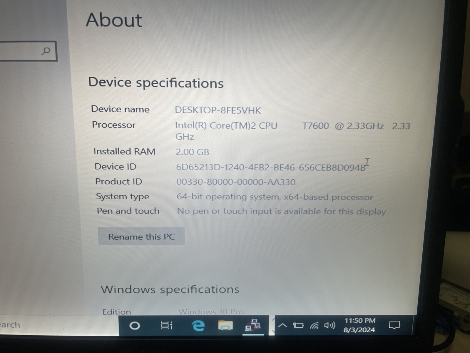 Dell Precision M90 Laptop 2GB RAM – Boots to BIOS – AS IS