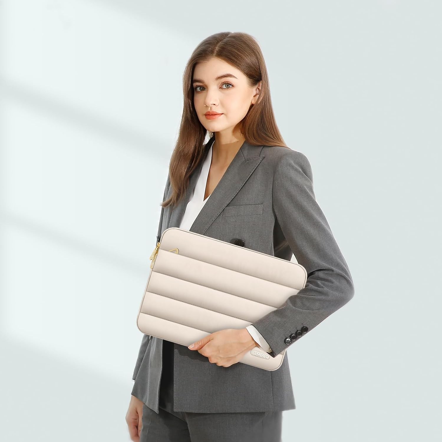 Puffy Laptop Sleeve for 15-15.6 inch Laptops, 16 inch Case for MacBook Pro, Sand