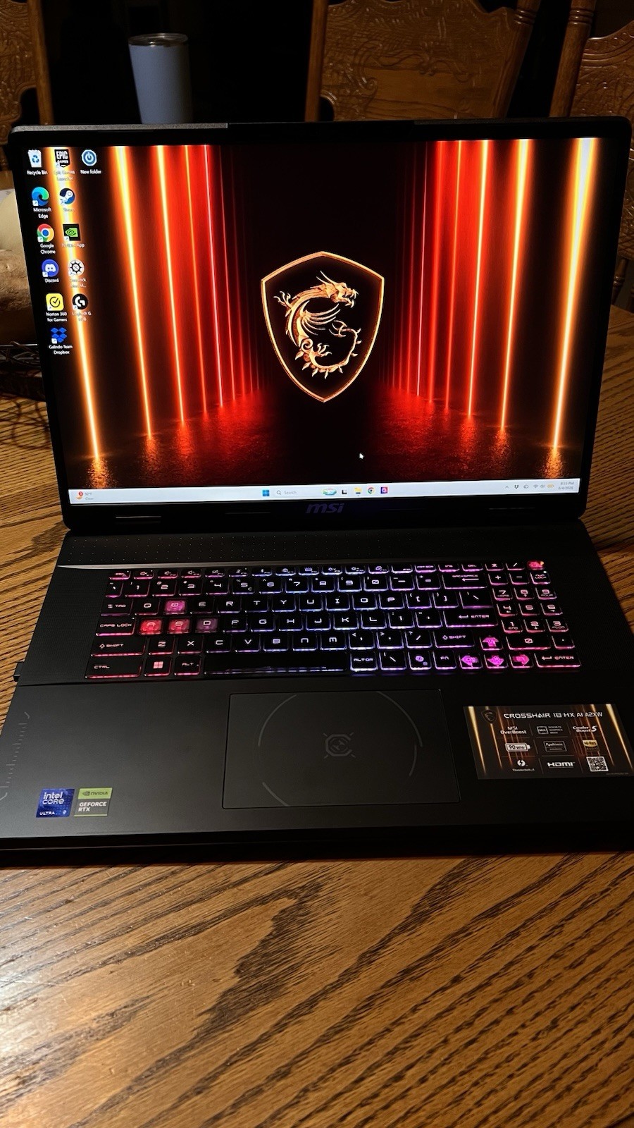 MSI Crosshair 18 HX AI A2XWGKG-012US 18″ Gaming Laptop QHD U9-275HX 5070 1TB