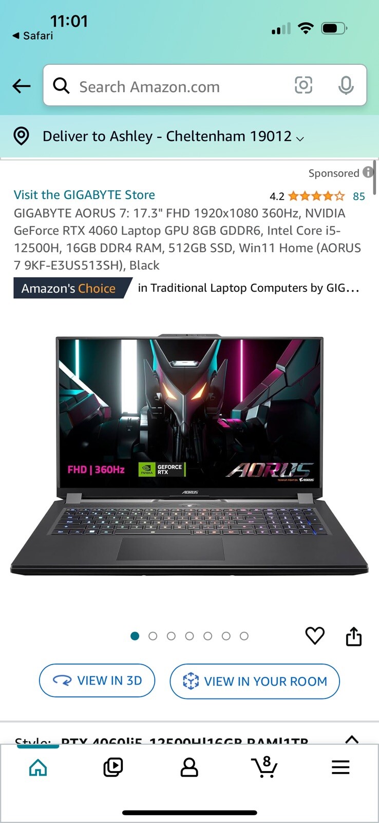 Aorus Gaming Laptop PC, Windows 11, 17.1″, 12th Gen. Intel i5 CPU, NVIDIA 4060