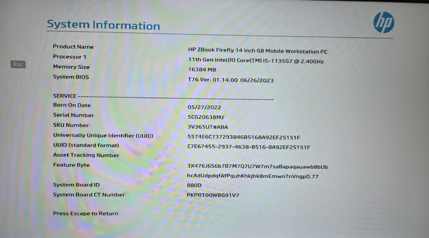 HP ZBook Firefly G7 14″ Laptop i5-1135G7 16GB RAM 128GB SSD Windows 11