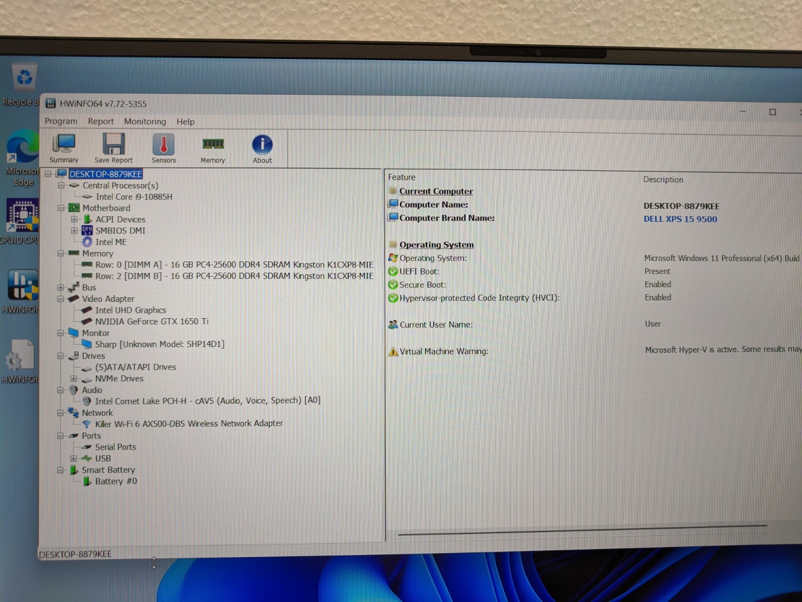 Dell XPS 15 9500 – Core i9-10885H | 32GB DDR4 | 1TB NVMe | GTX 1650 Ti 4GB | W11