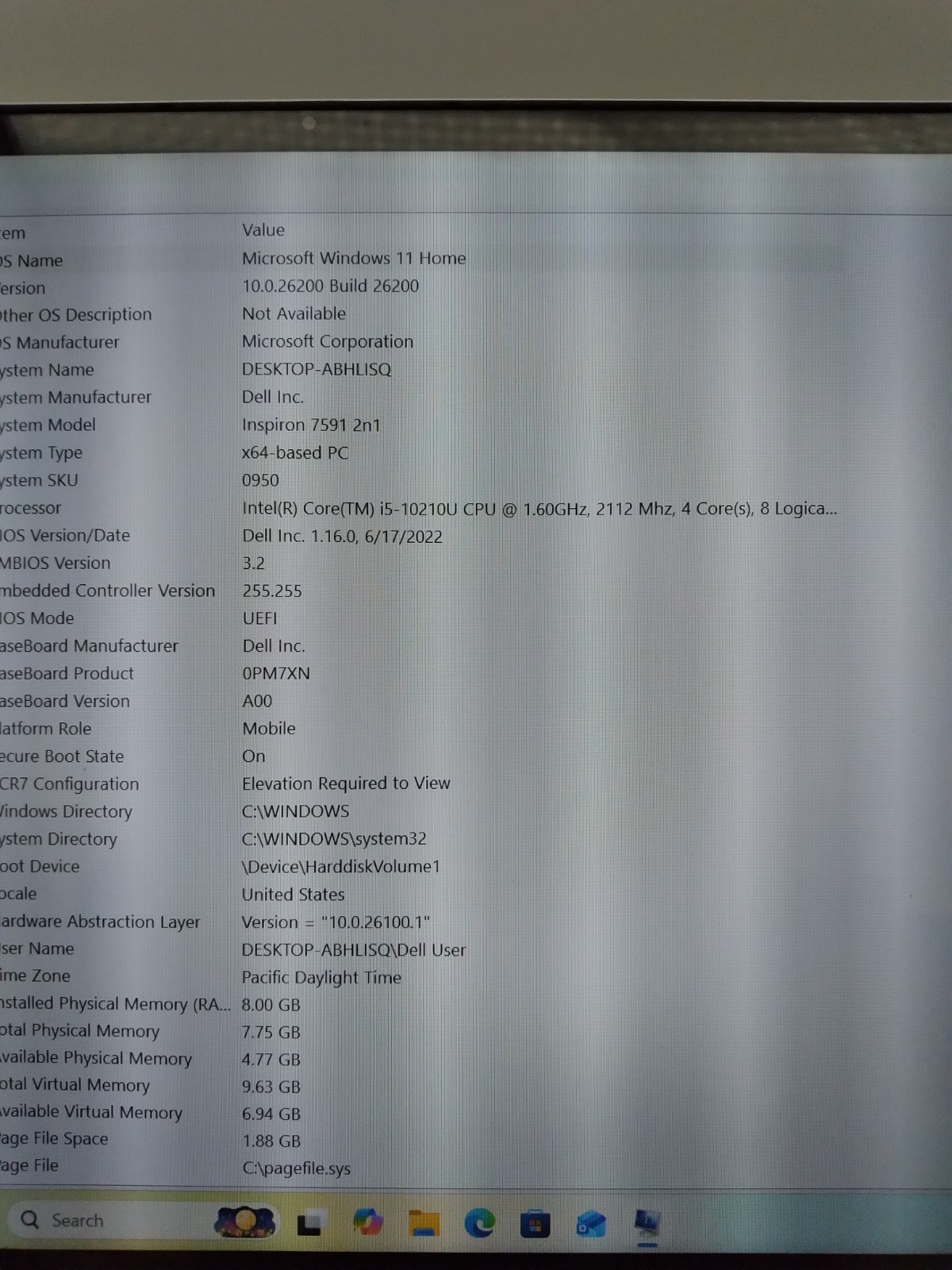 DELL INSPIRON 7573 Touchscreen| i5-10210U@1.60GHZ | 500GB HDD | 8GB RAM | Win11H