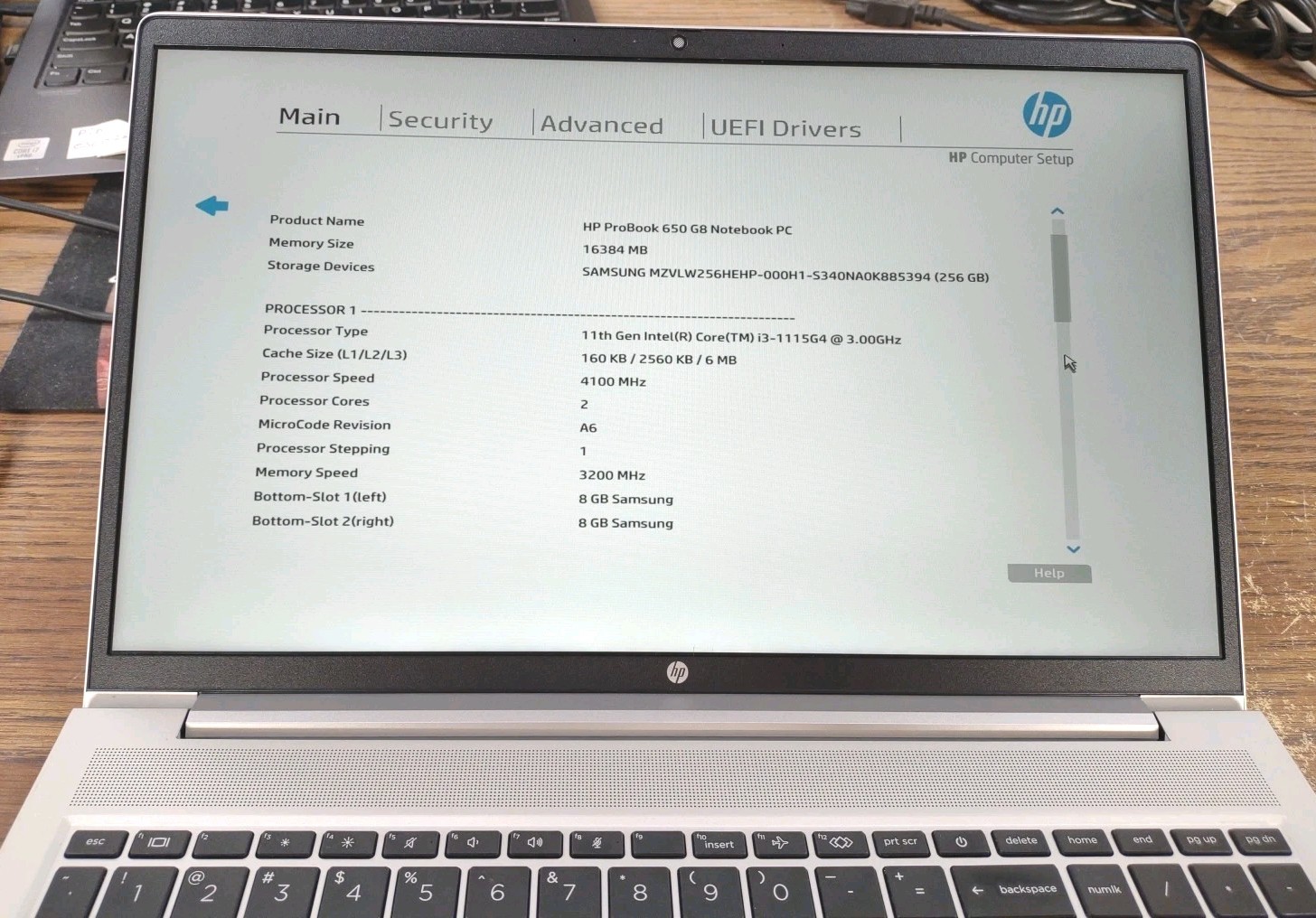 HP ProBook 650 G8 Notebook PC W/ i3-1115G4 3.00GHz, 256GB SSD, 16GB RAM.